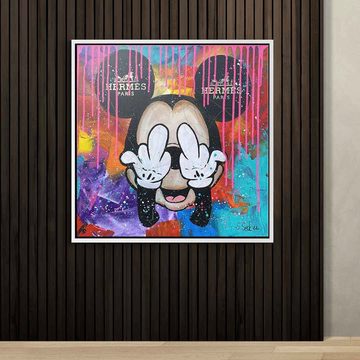 DOTCOMCANVAS® Leinwandbild Mickey Hermes, Leinwandbild Micky Maus Mickey Mouse Hermes Pop Art comic square