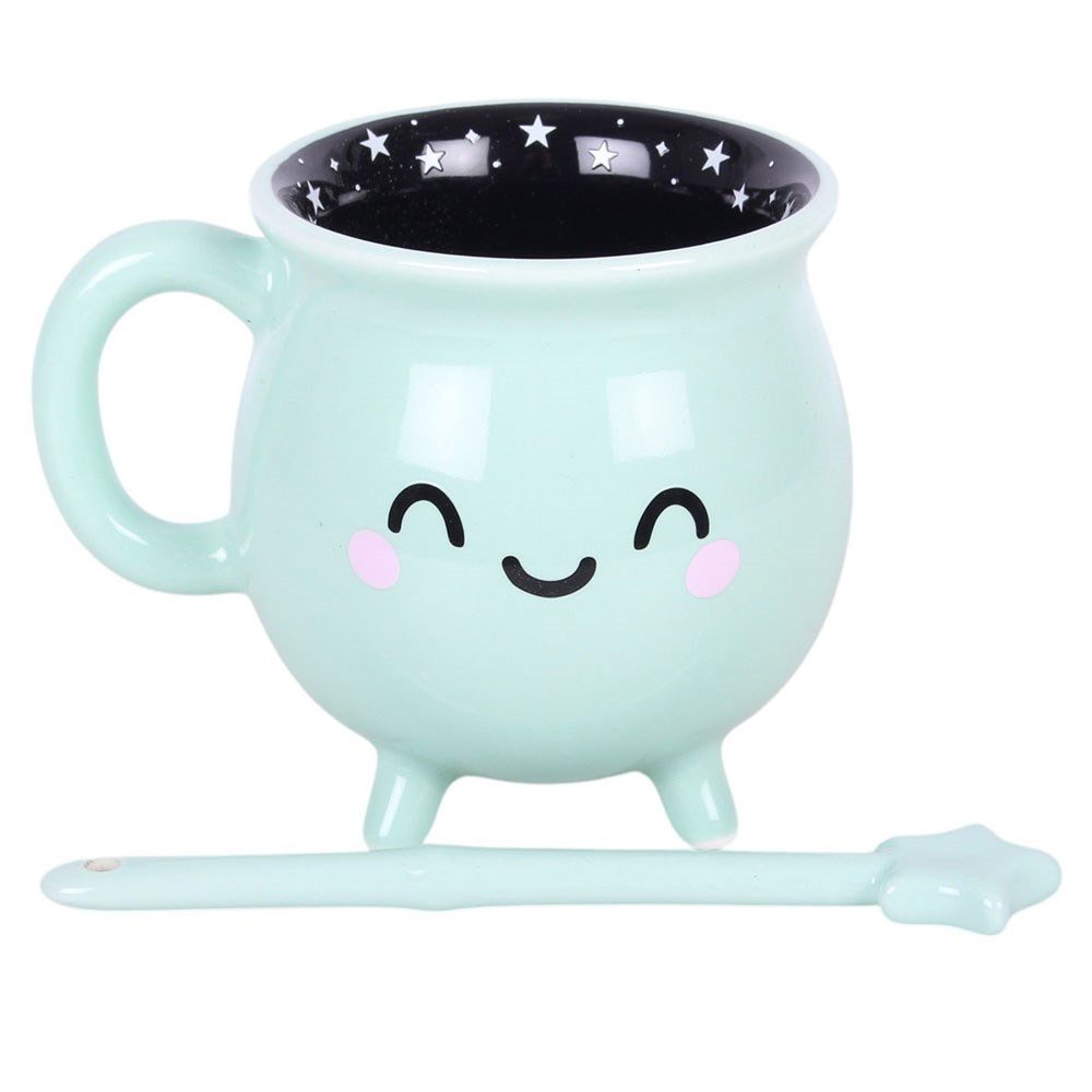 Something Different Tasse Kawaii Hexenkessel Tasse & Zauberstab – Türkis/Schwarz