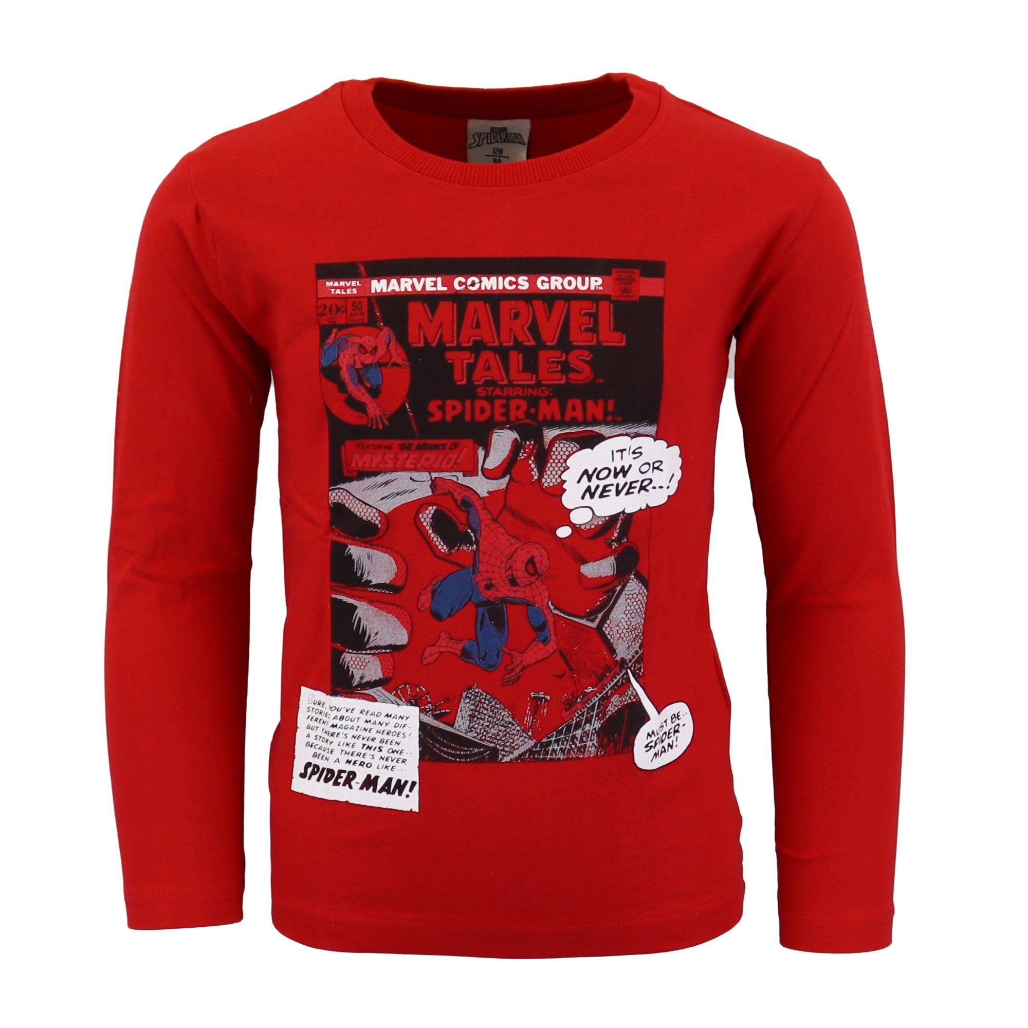 Spider-Man Grau, MARVEL Rot Shirt 104 134, Langarmshirt Jungen Kinder bis Gr.