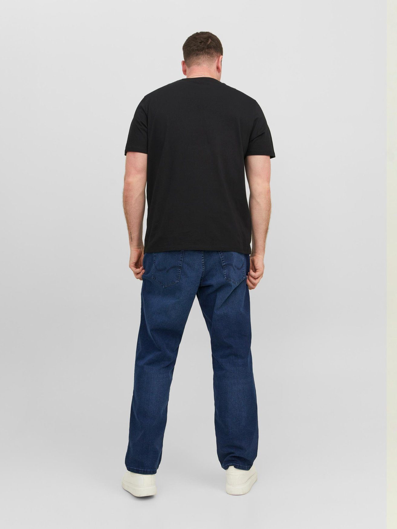 Shirt Jack T-Shirt Schwarz-2 Übergröße Kurzarm Logo 2-er & JJELOGO (2-tlg) Jones T-Shirt in 5653 Set