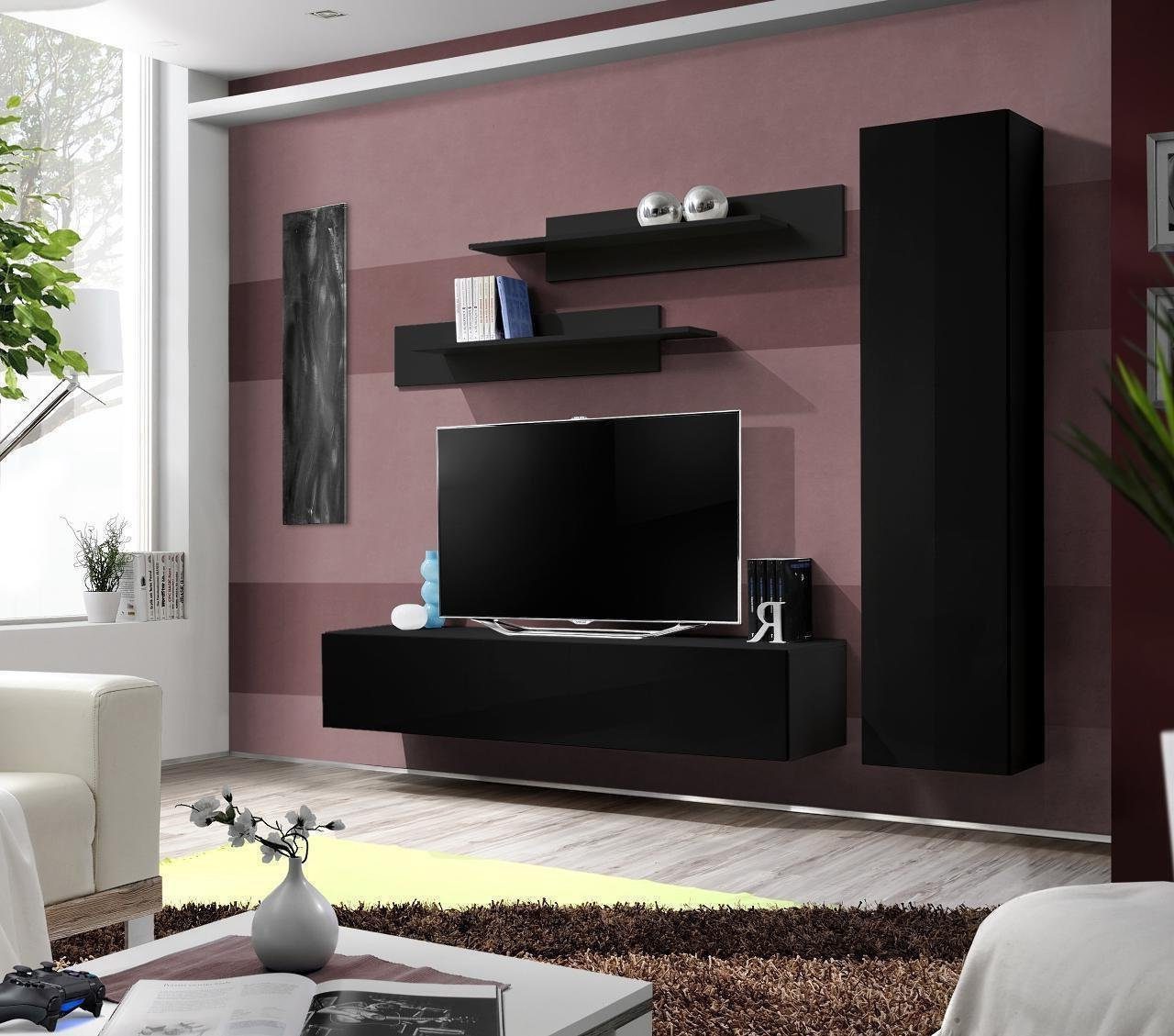 Wohnwand Designer Wandregal aus Holz in zeitgenössischem Stil