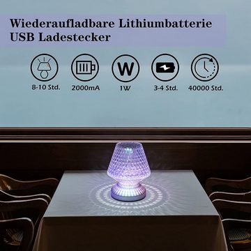 Nettlife Tischleuchte Wireless Tischlampe Kristalllampe RGB, Touch, Dimmbar