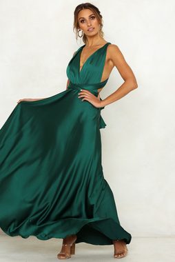ZWY Dirndl Einfarbiges Kleid mit V-Ausschnitt,rockabilly kleider damen grün (M-XL) rückenfreies Kleid mit Trägern