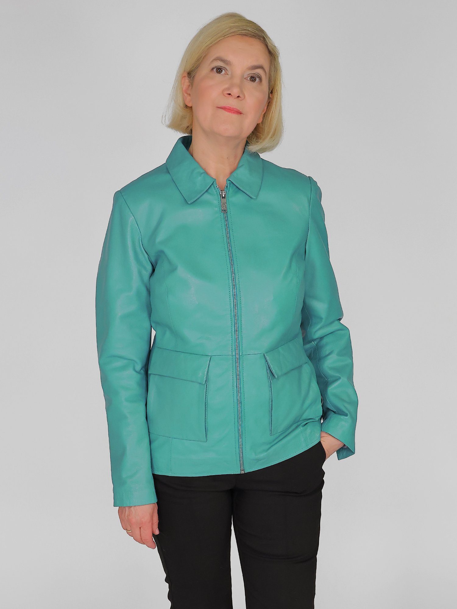 Lederjacke 3102223 deep turquoise JCC