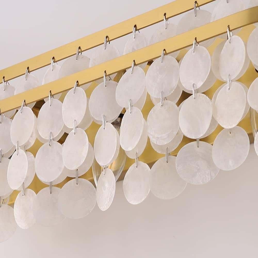 Schirm Elegant Stahl in Gefertigt aus Kronleuchter NaturCapiz-Optik TOCHIC Badezimmer-Waschtischleuchte, geformter