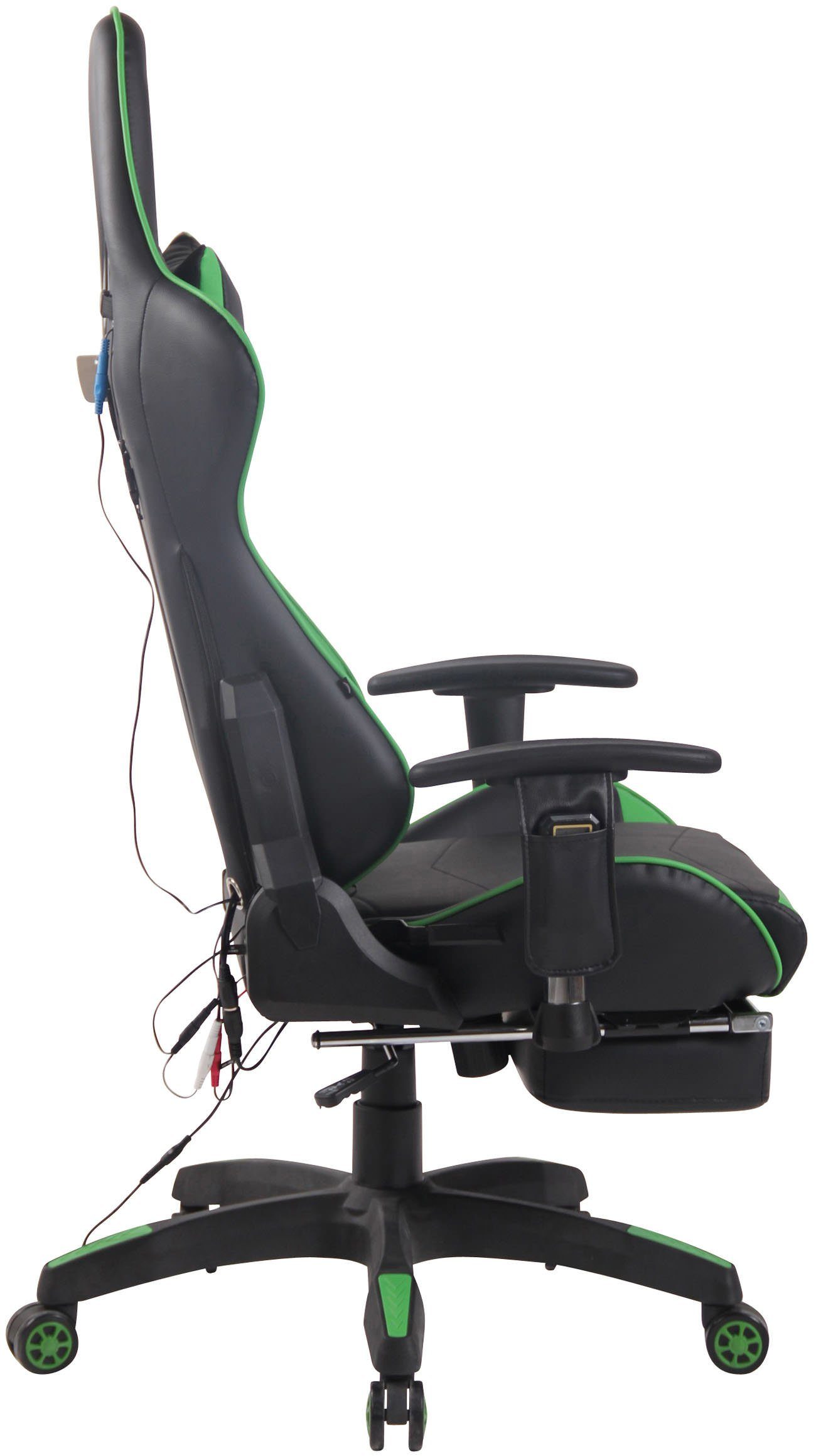 Gaming Chair Massagefunktion, CLP Fußablage Turbo XFM schwarz/grün Kunstleder,