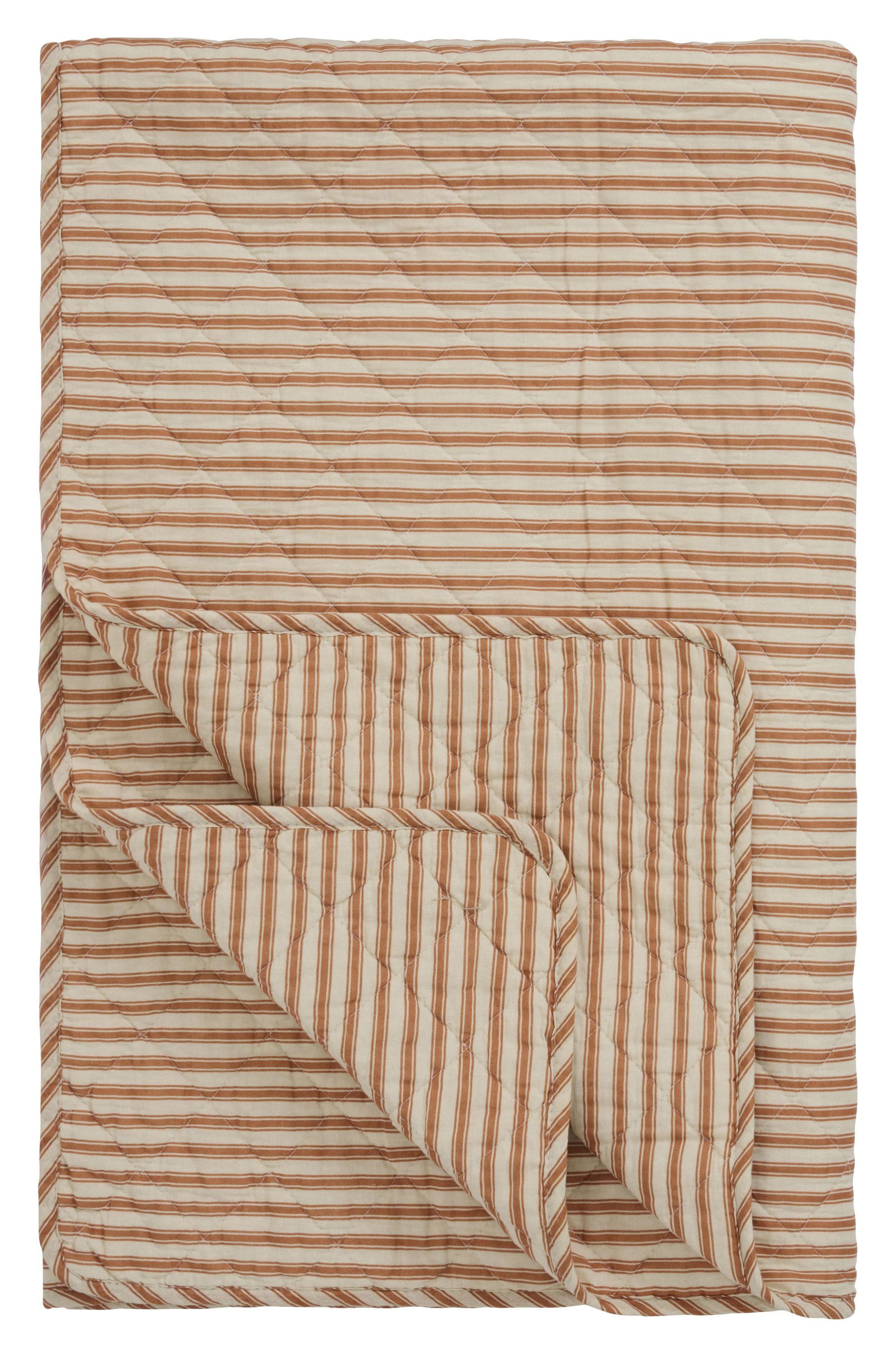 Ib Laursen Tagesdecke Ib Laursen - Decke Quilt Wohndecke 130x180cm Sand Siena Gestreift
