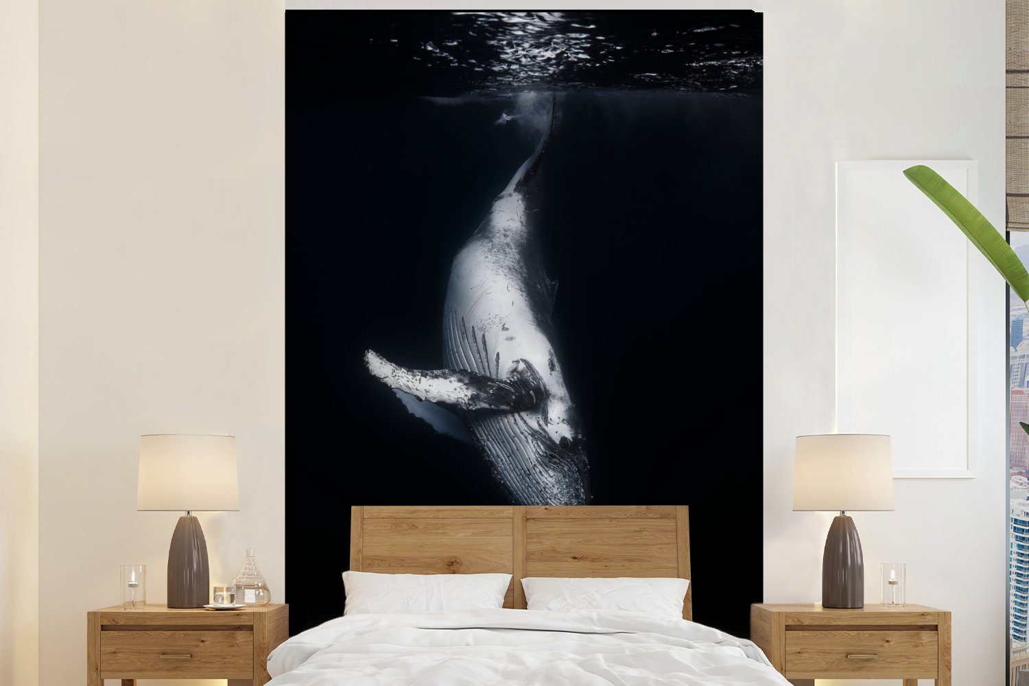 MuchoWow Fototapete Wale - Meerestiere - Meer - Natur, Matt, bedruckt, (3 St), Montagefertig Vinyl Tapete für Wohnzimmer, Wandtapete