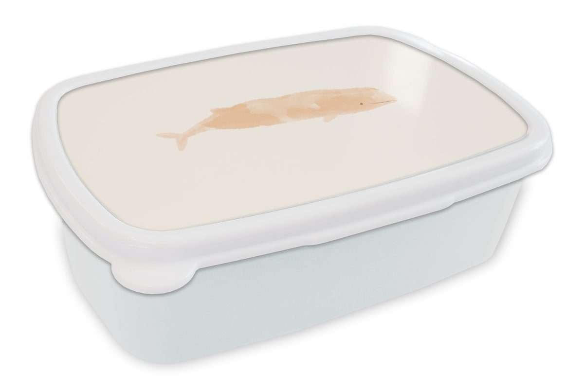 MuchoWow Lunchbox Fisch - Aquarell - Pastell, Kunststoff, (2-tlg), Brotbox für Kinder und Erwachsene, Brotdose, für Jungs und Mädchen weiß