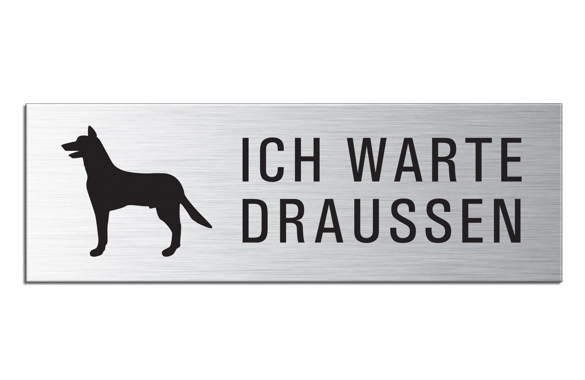 OFFORM DESIGN Hinweisschild Hune warten draussen Türschild 240x80 mm Aluminium selbstklebend, (1 St)