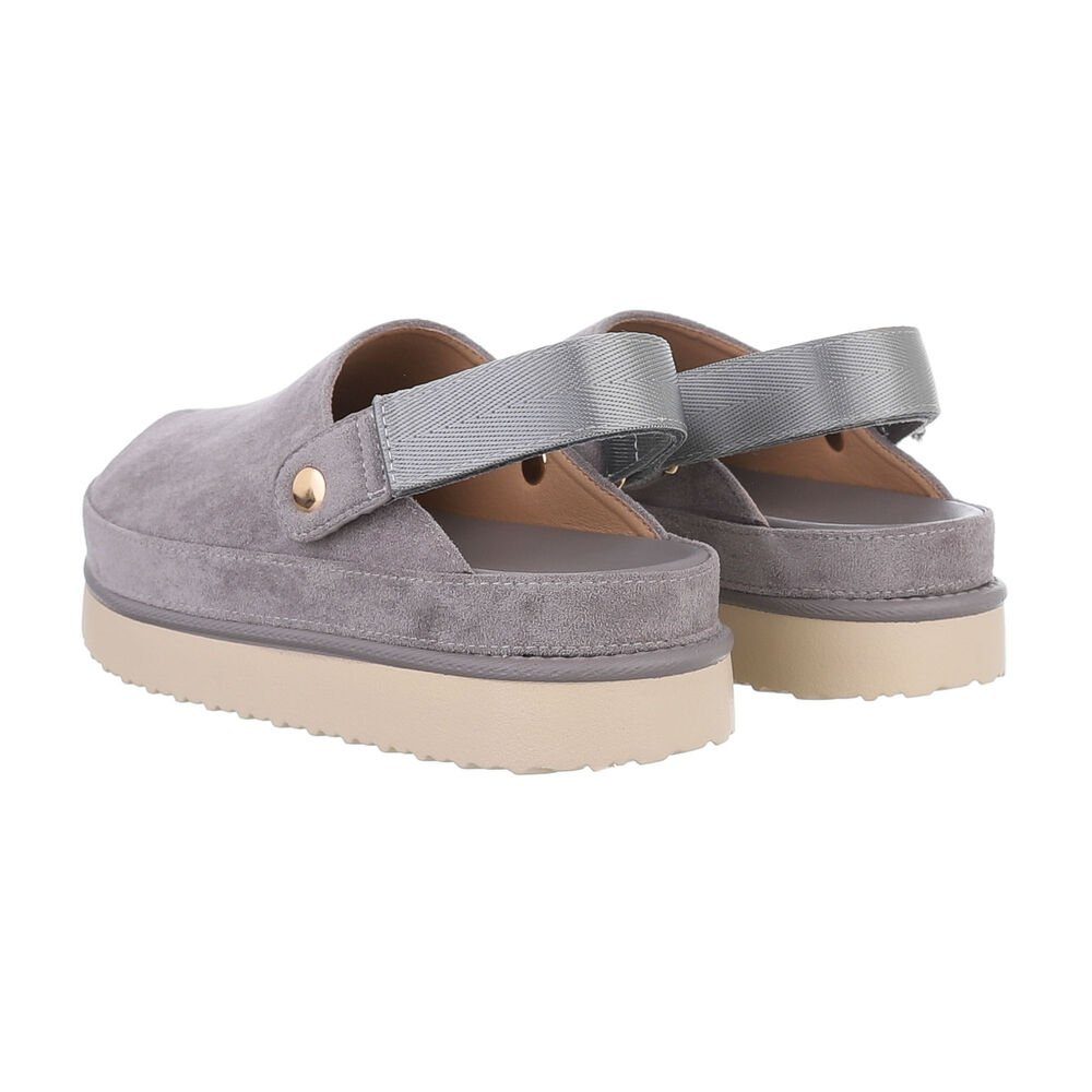 Ital-Design Komfortable Freizeit-Schuhe im modernen Design Plateausandaletten (85867674) Flach Pantoletten in Grau