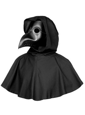 Maskworld Verkleidungsmaske Pestdoktor Kostüm Accessoire Set, Set aus Pestdoktor Maske, Gugel und Strumpfmaske