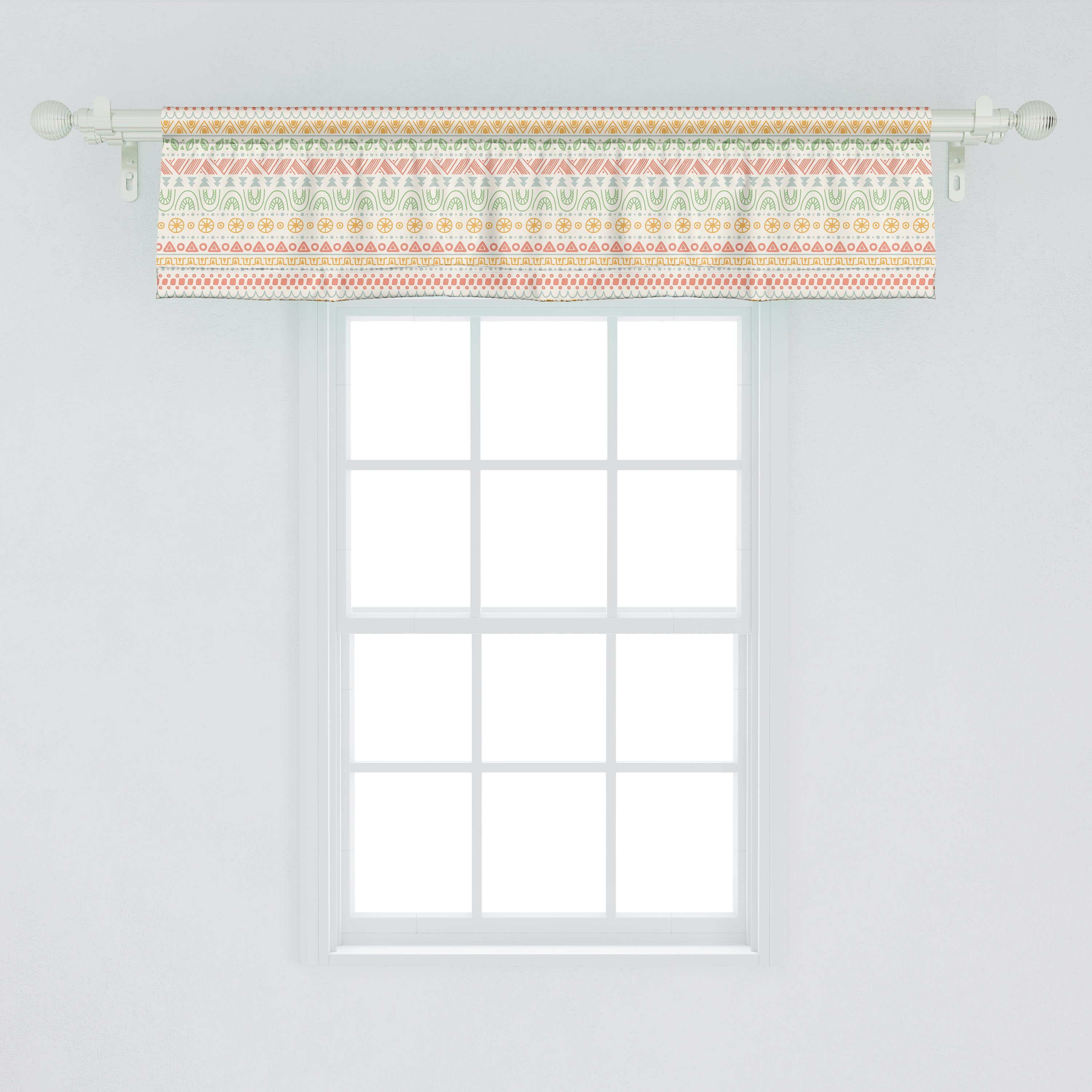 Scheibengardine Vorhang Volant für Küche Aztec Schlafzimmer Microfaser, Dekor Stangentasche, Geometrische Formen mit Abakuhaus, Mexikaner