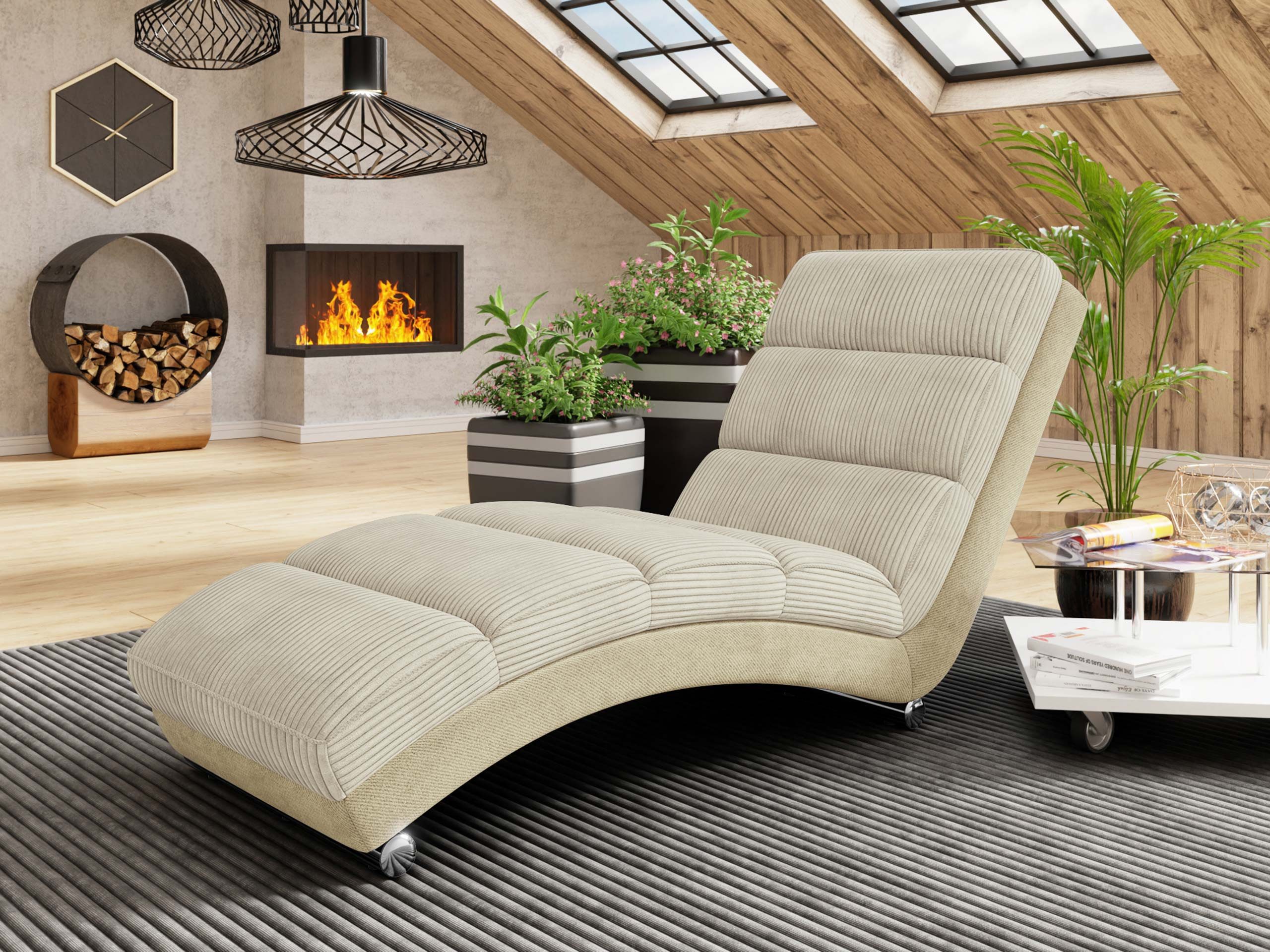 MIRJAN24 Sessel Holiday Cord, mit verchromte Füße, 180x62x84 cm