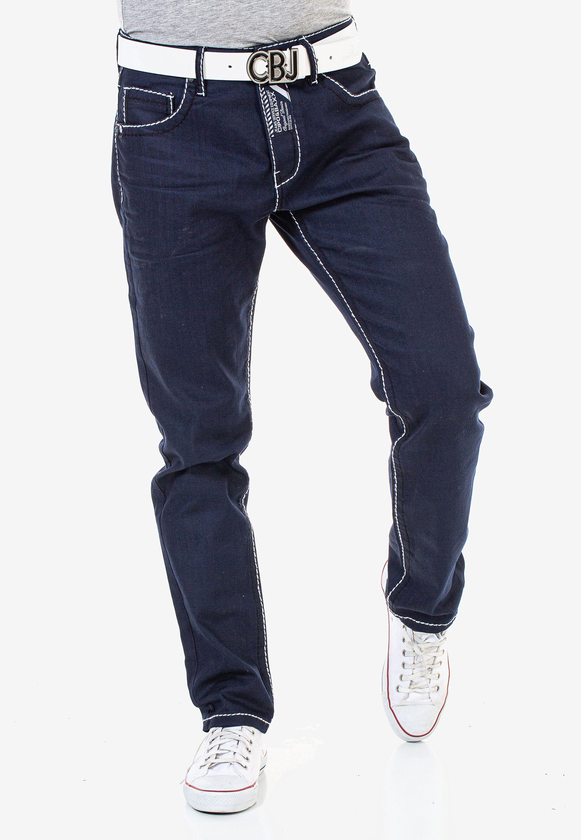 Cipo Kontrastnähten Straight-Jeans trendigen mit & Baxx