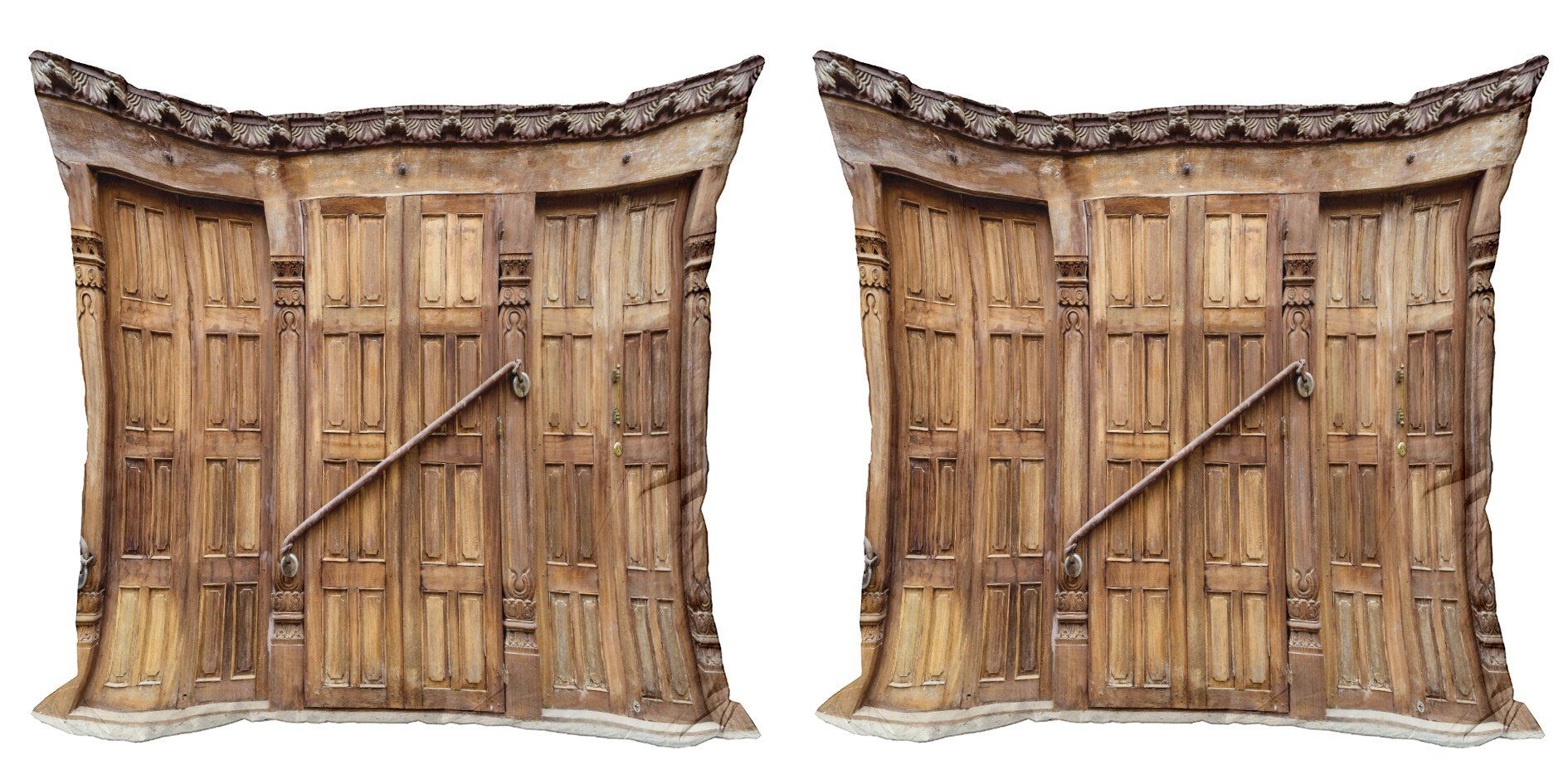 Doppelseitiger Digitaldruck, in Accent Nepal Modern Retro Stück), Schnitzen (2 Kissenbezüge Abakuhaus Rustikal