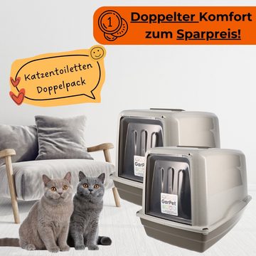 GarPet Katzentoilette 2x Katzenklo mit Deckel XXL große Katzen Toilette Haube Klo Doppelpack