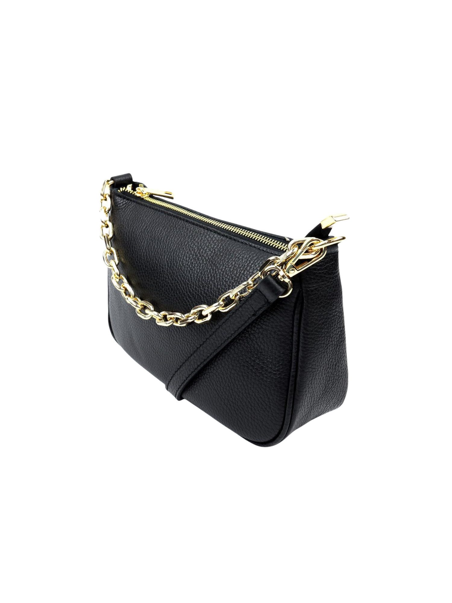 BRISE TASCHE Schultertasche Echtleder Schultertasche mit Kette & Reißverschluss, Echtleder Vielseitig tragbar Leicht
