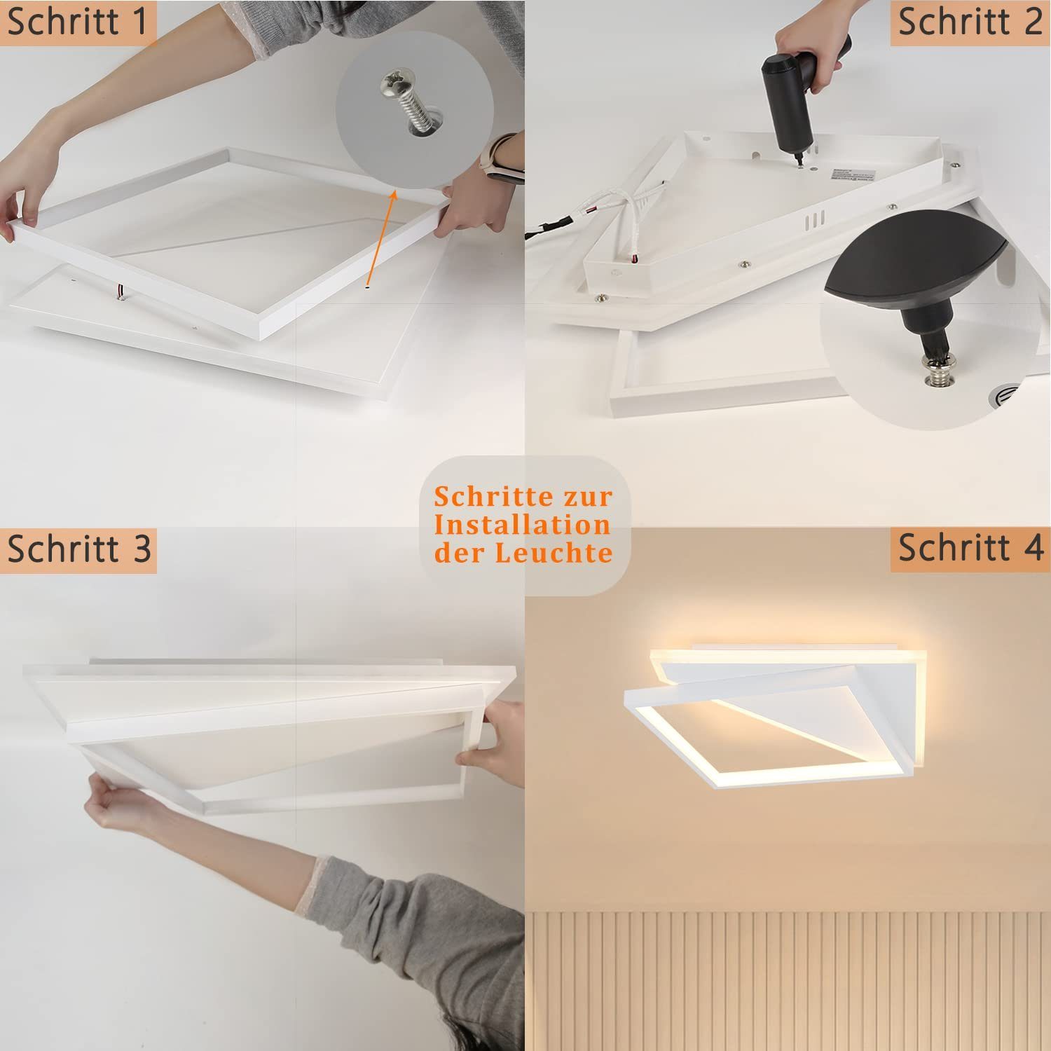 Tageslichtweiß, LED weißen, Modern integriert, Design LED fest ZMH Quadraten, Deckenleuchte 35*35cm
