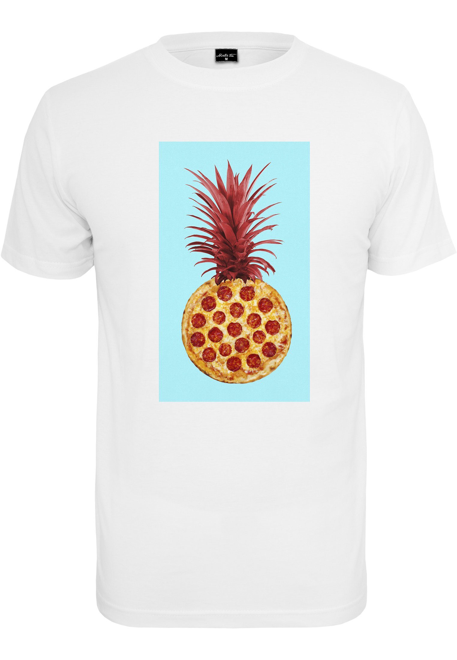 Herren Kurzarmshirt (1-tlg) Pineapple Tee white Pizza MisterTee Mister Tee