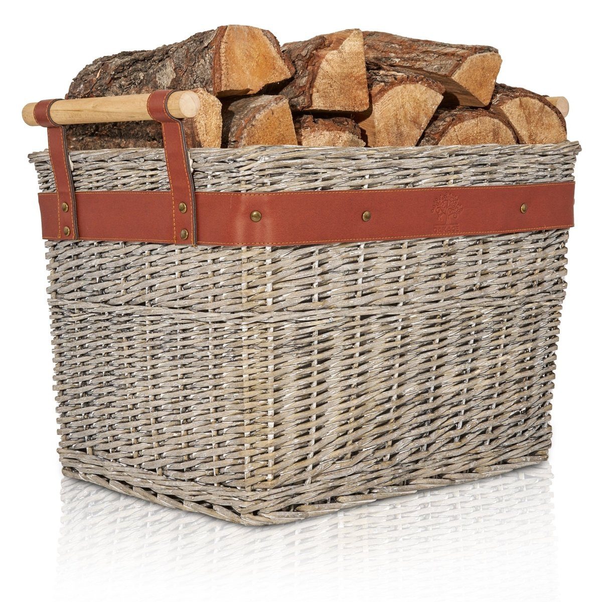 OAKAGE Kaminholzkorb Weidenkorb für Kaminholz Groß Feuerholzkorb Kaminkorb, schmutzabweisendes Innenfutter