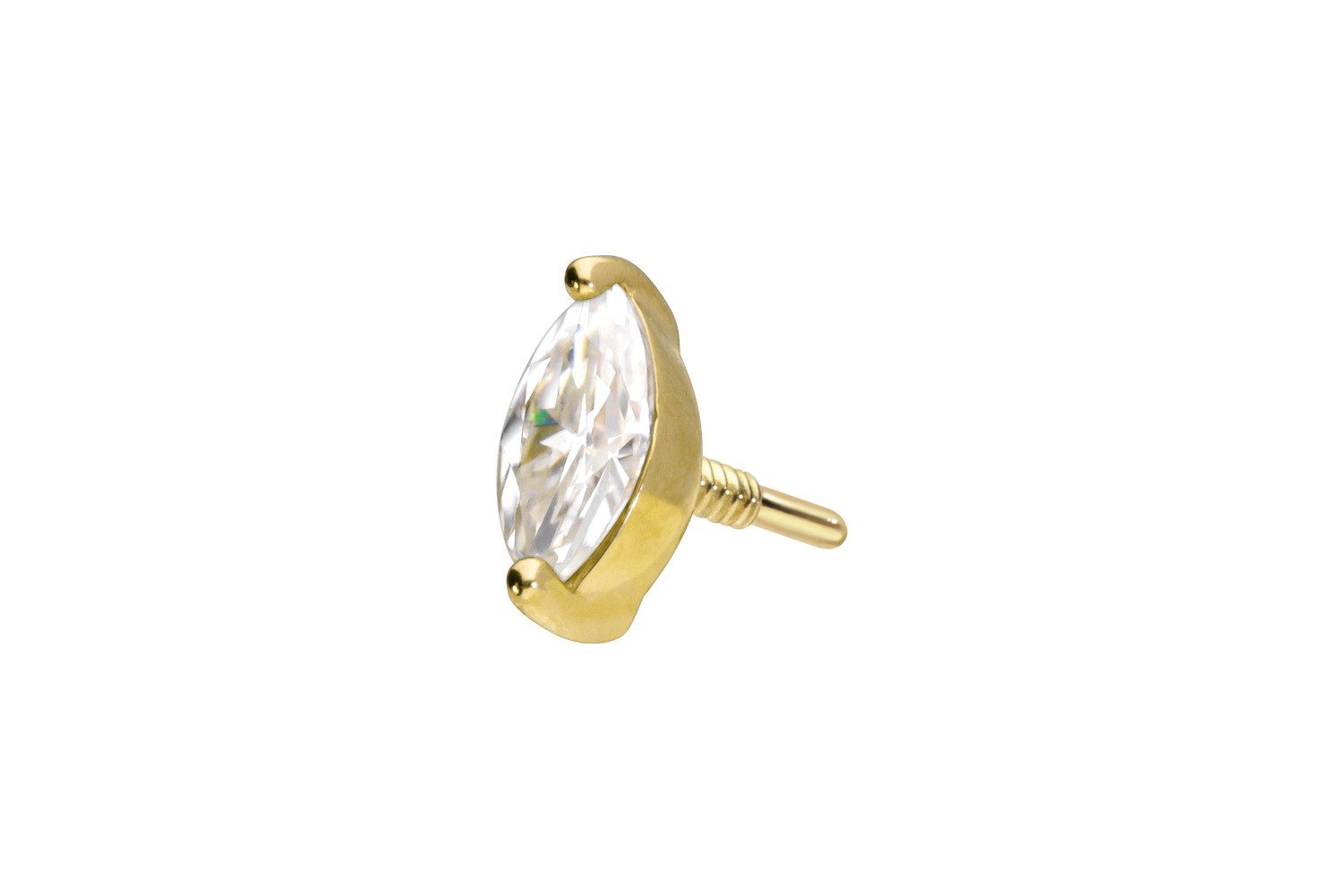 PIERCINGLINE Piercing-Set 14 Karat Gold Schraubaufsatz mit Außengewinde MOISSANIT-OVAL (Schraub-Aufsätze, 1-tlg)