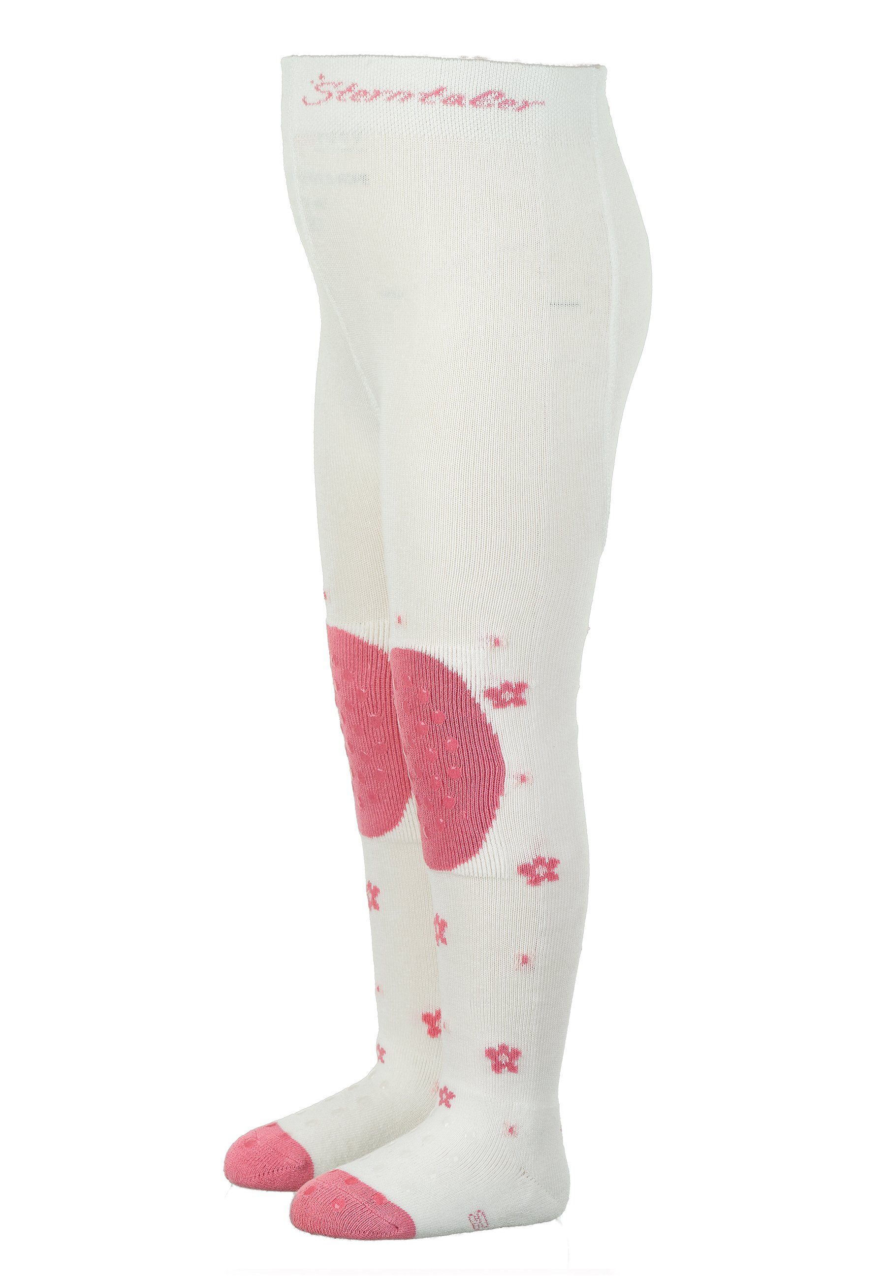 Sterntaler® Strumpfhose Krabbelstrumpfhose Mabel (1 St) Strumpfhose mit Blumen- u. Maus-Motiv, ABS-Noppen & Frottee-Polsterung