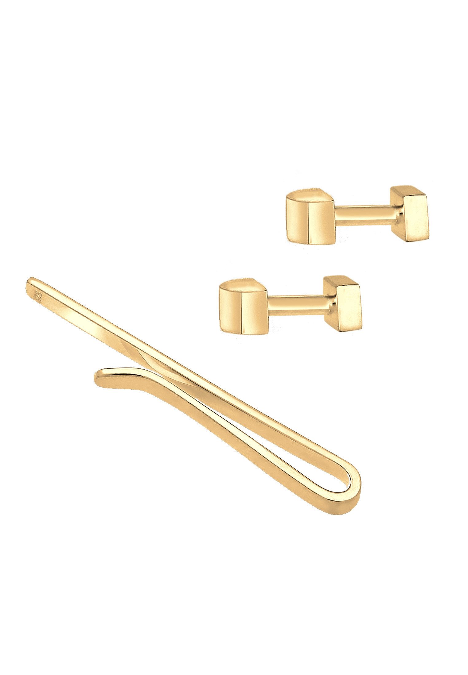 Kuzzoi Krawattennadel Set Krawattennadel Manschettenknöpfe Basic 925 Silber