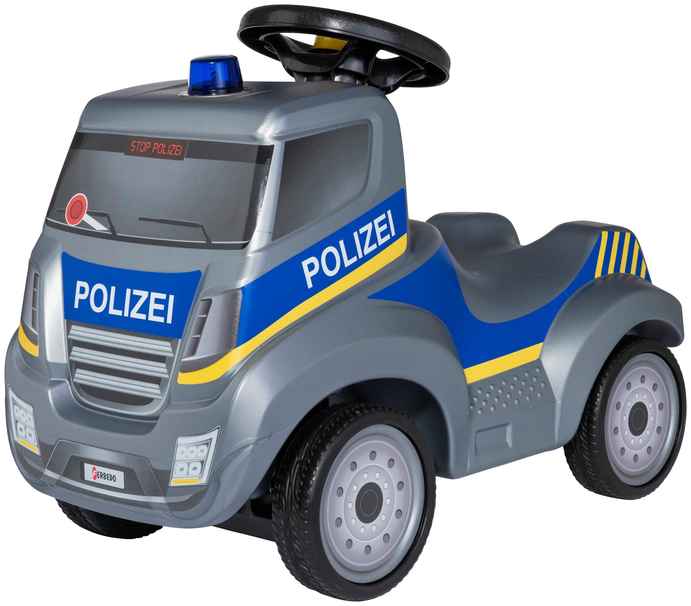 Ferbedo Rutscherauto Ferbedo Truck Polizei, incl. Ferbedo MiniFlash (Blaulicht mit Sirene)