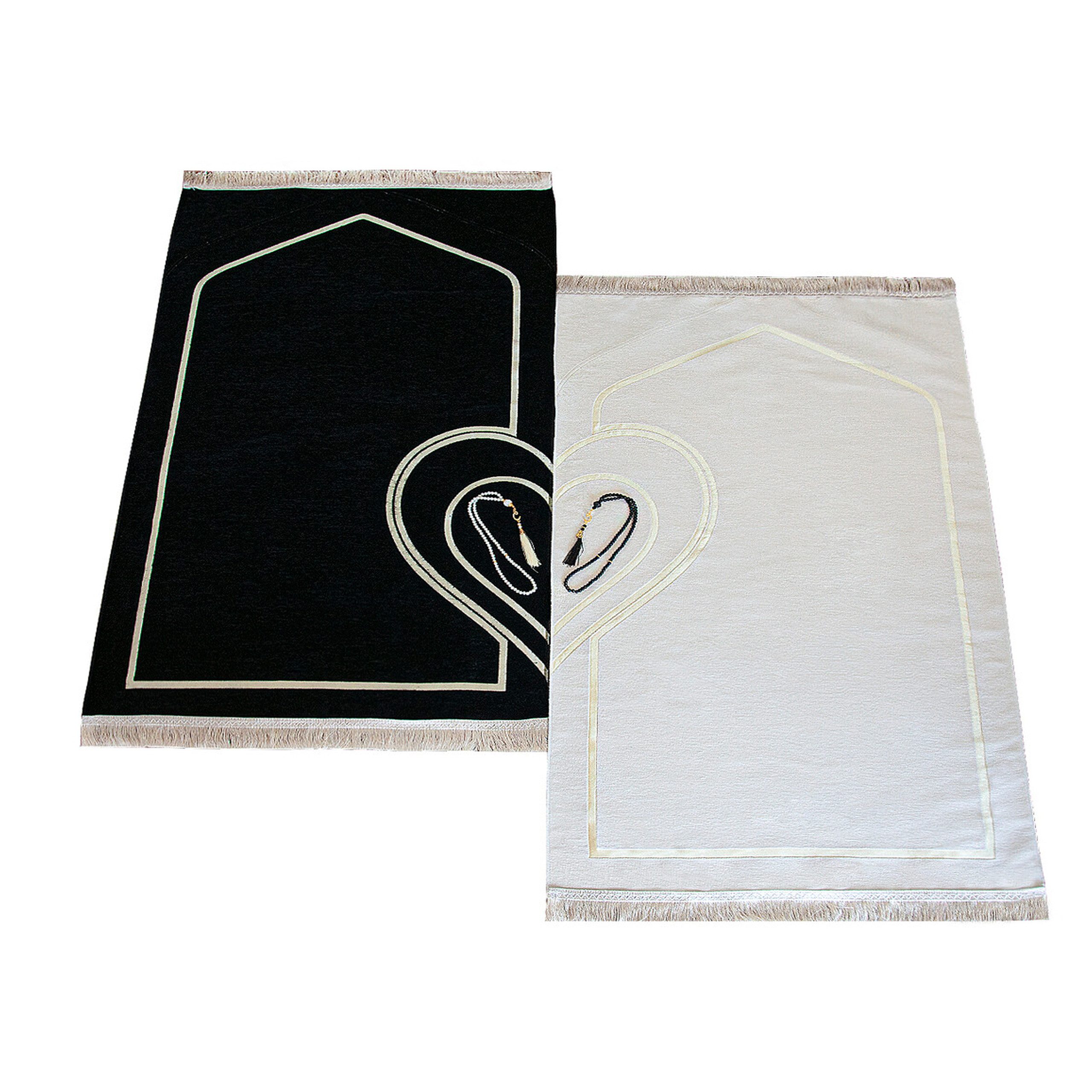 TeppichHome24 Teppich Paar-Gebetsteppich Herzmotiv in Schwarz & Weiß – Gesc günstig online kaufen