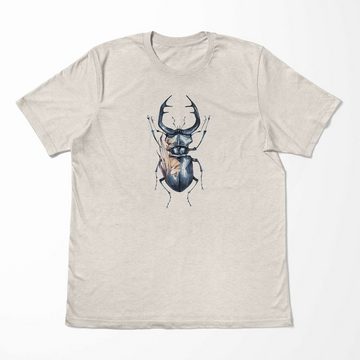 Sinus Art T-Shirt Herren Shirt 100% Bio-Baumwolle T-Shirt Aquarell Motiv Hirschkäfer Farbe Nachhaltig Organic Ökomode (1-tlg)