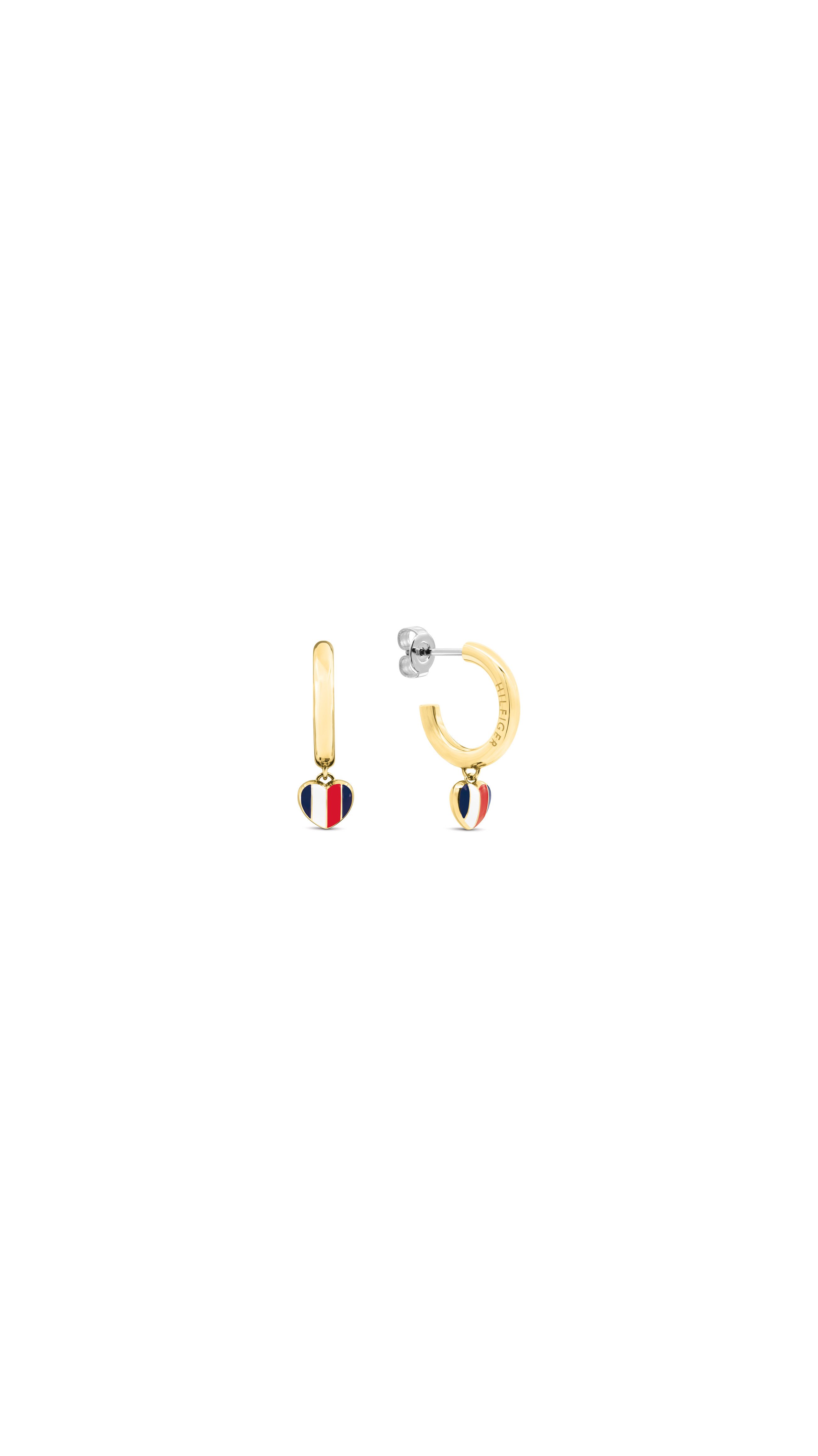 Tommy Hilfiger Paar Creolen HEART CHARMS, Emaille