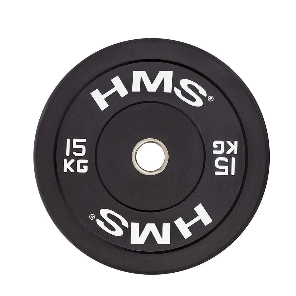 HMS Hantelscheibe Bumper Gewichtsscheibe Langhantelscheibe, 15.0 kg, (Spar-Set, 1-tlg., 450 mm kalibriert), kalibriert, gummiummantelt, Stahlhülse