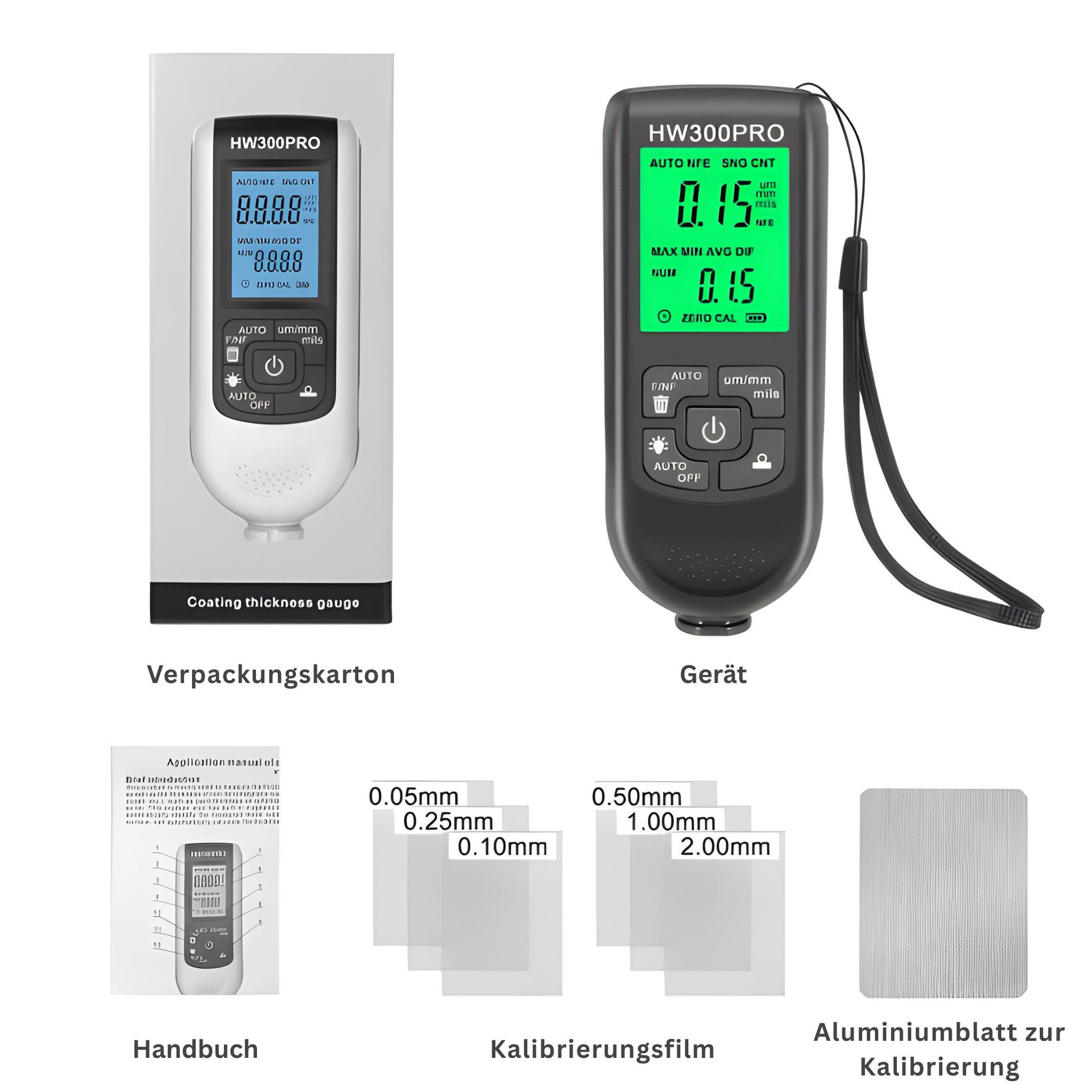 HS.SUPPLY Lackschichtenmessgerät Lackdickenmesser, digitales Beschichtungsdickenmessgerät, Lackmessgerät für lackierte & nicht lackierte Metalloberflächen
