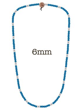 WOOD FELLAS Halsband WOOD FELLAS Mode-Schmuck schöne Holz-Kette Deluxe Pearl Necklace Hals-Schmuck Hellblau/Weiß