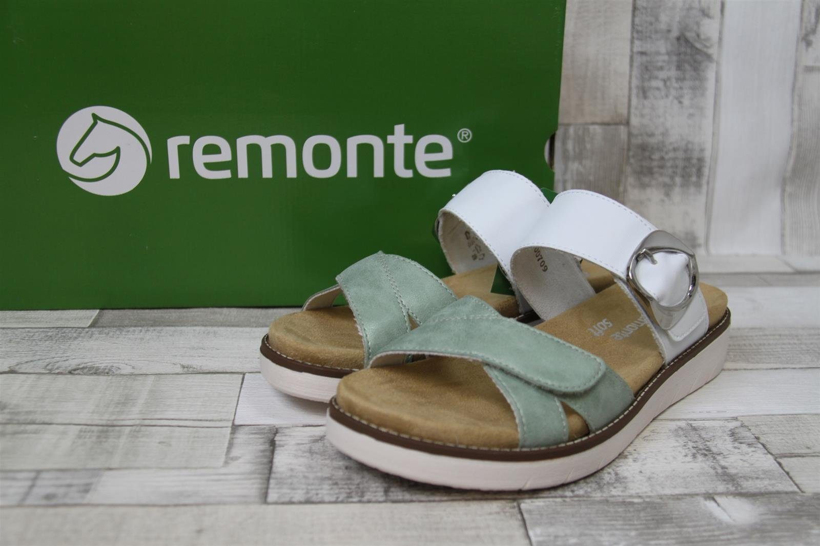 Remonte Remonte Damen Klett-Pantolette mintmetallic-weiß mit herausnehmbarer Pantolette