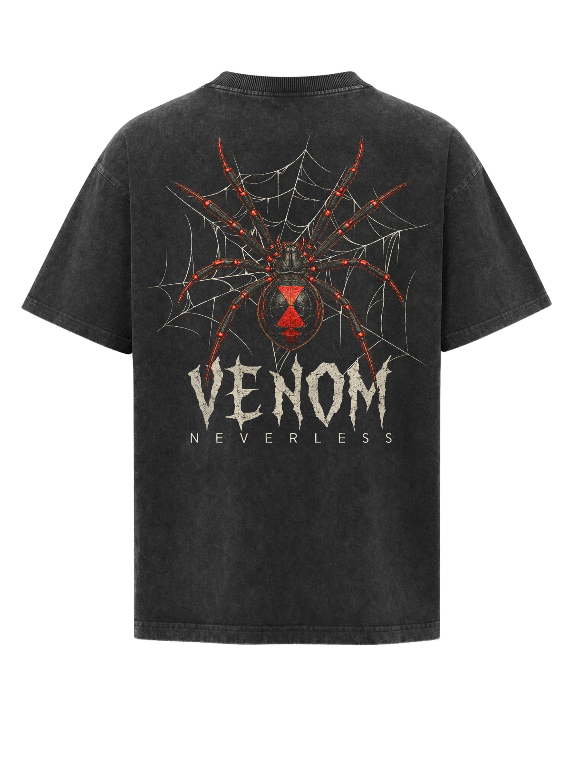 Neverless Oversize-Shirt Neverless Herren T-Shirt Spider Venom Backprint, Relaxed Fit, Vintage mit Print