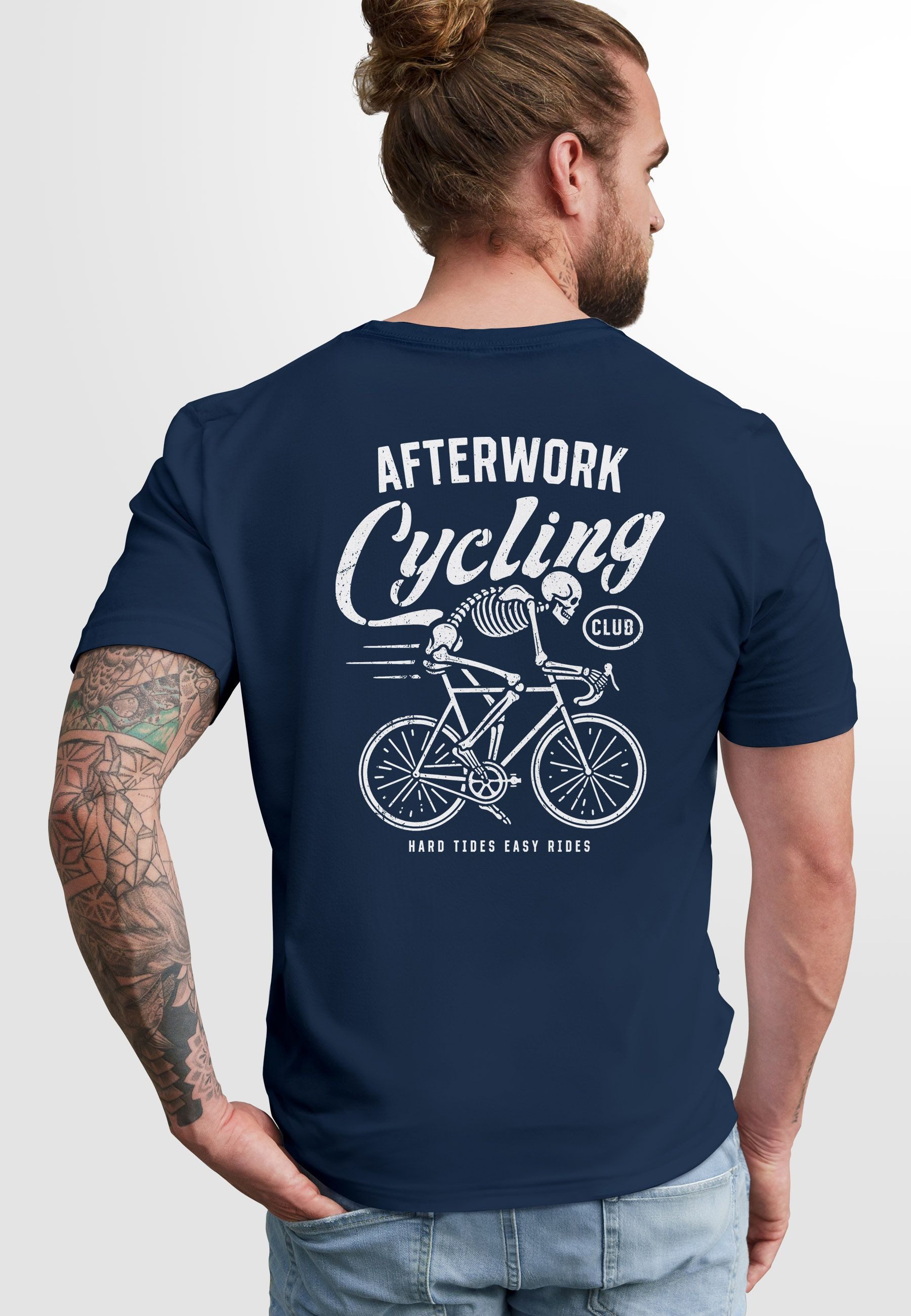Neverless Print-Shirt Herren T-Shirt Backprint Fahrrad günstig online kaufen