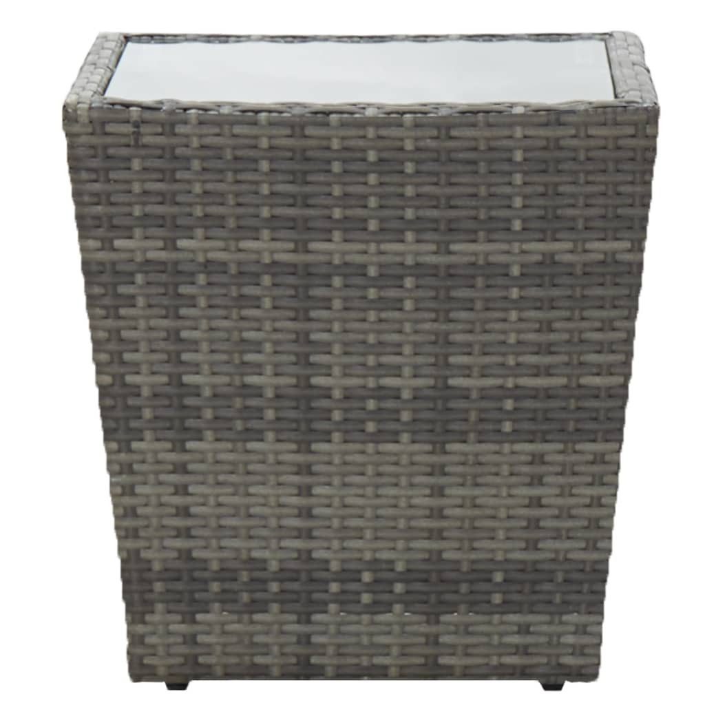 furnicato Beistelltisch Rustikaler Teetisch 41,5x41,5x43 cm in Grau mit transparenter (1-St), Wetterfester Outdoor-Tisch mit UV-beständigem Gestell für den Garten