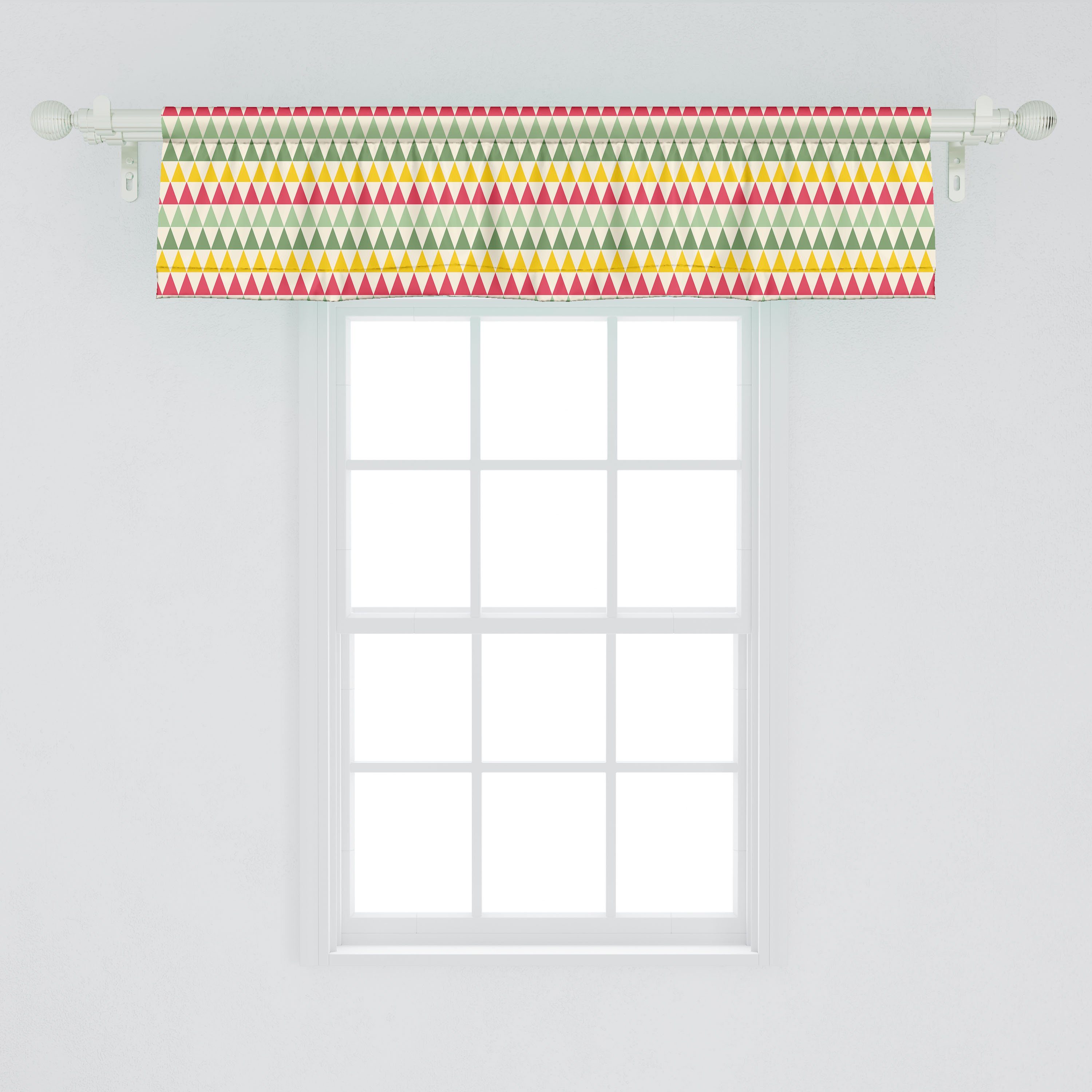 Scheibengardine Vorhang Volant für Küche Stangentasche, Bunte Geometrisch Microfaser, Abakuhaus, Schlafzimmer Dekor Triangles mit