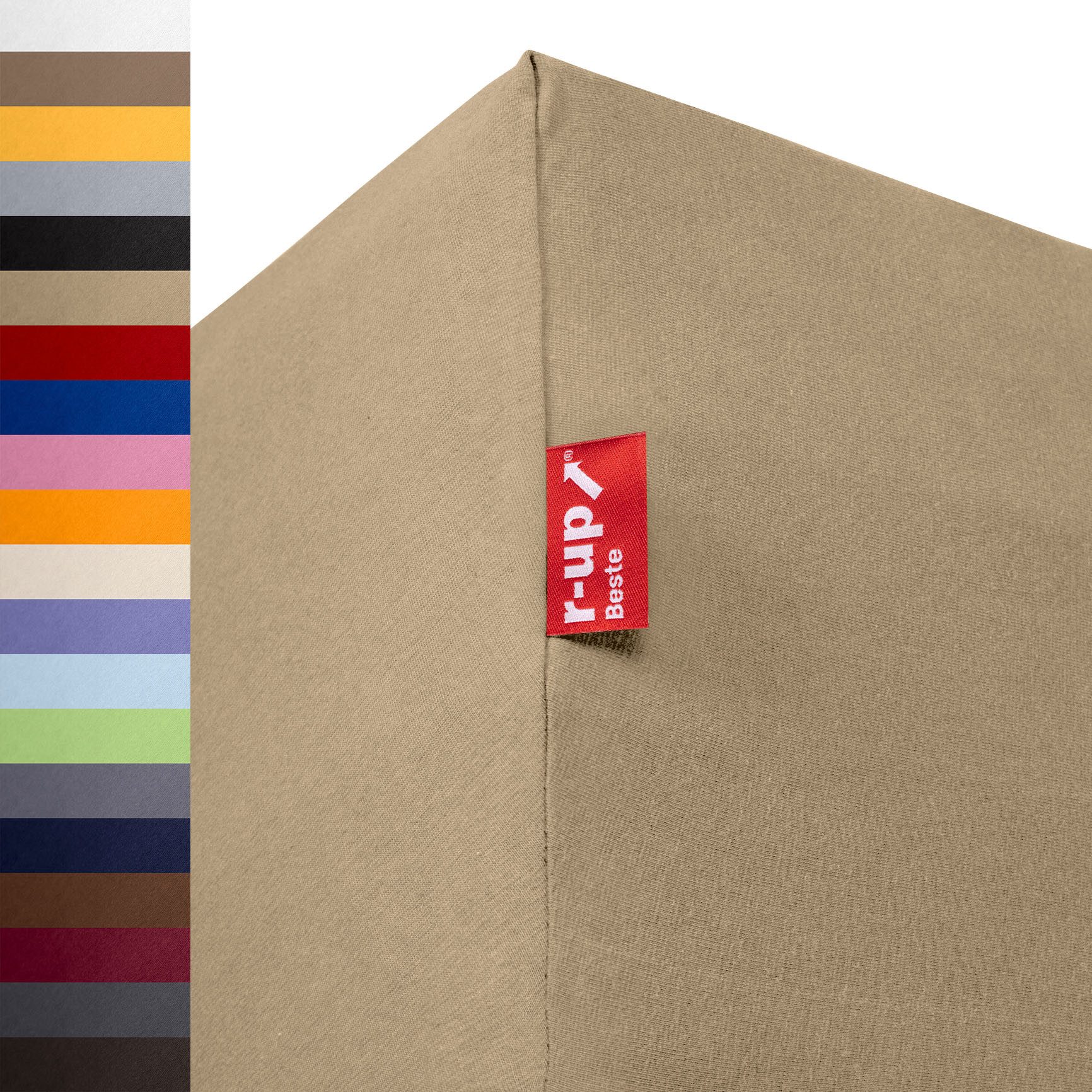 r-up Spannbettlaken Beste 90x200 bis 220x240cm erhältlich! 230 g/m², Baumwolle, Gummizug: fest eingenähtes dauerelastisches Rundumgummi, (1 Stück), (90x200-100x220, 15-35cm Matratzenhöhe, sand)