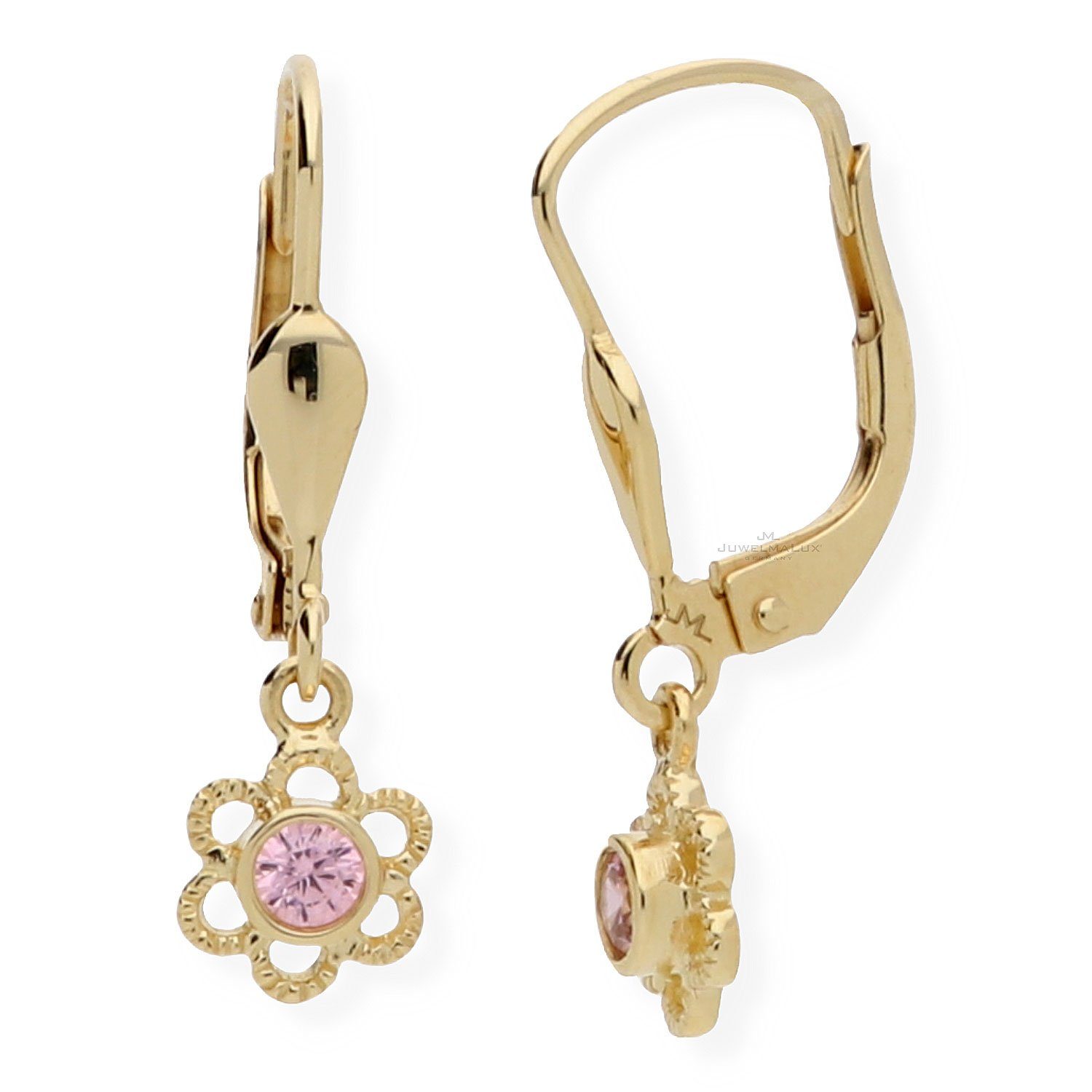 JuwelmaLux Paar Ohrhänger JuwelmaLux Kinder Ohrhänger 333/000 (8 Karat) Gold Blume mit Zirkonia (kein Set, 2-tlg., inkl. edelm Schmucketui)