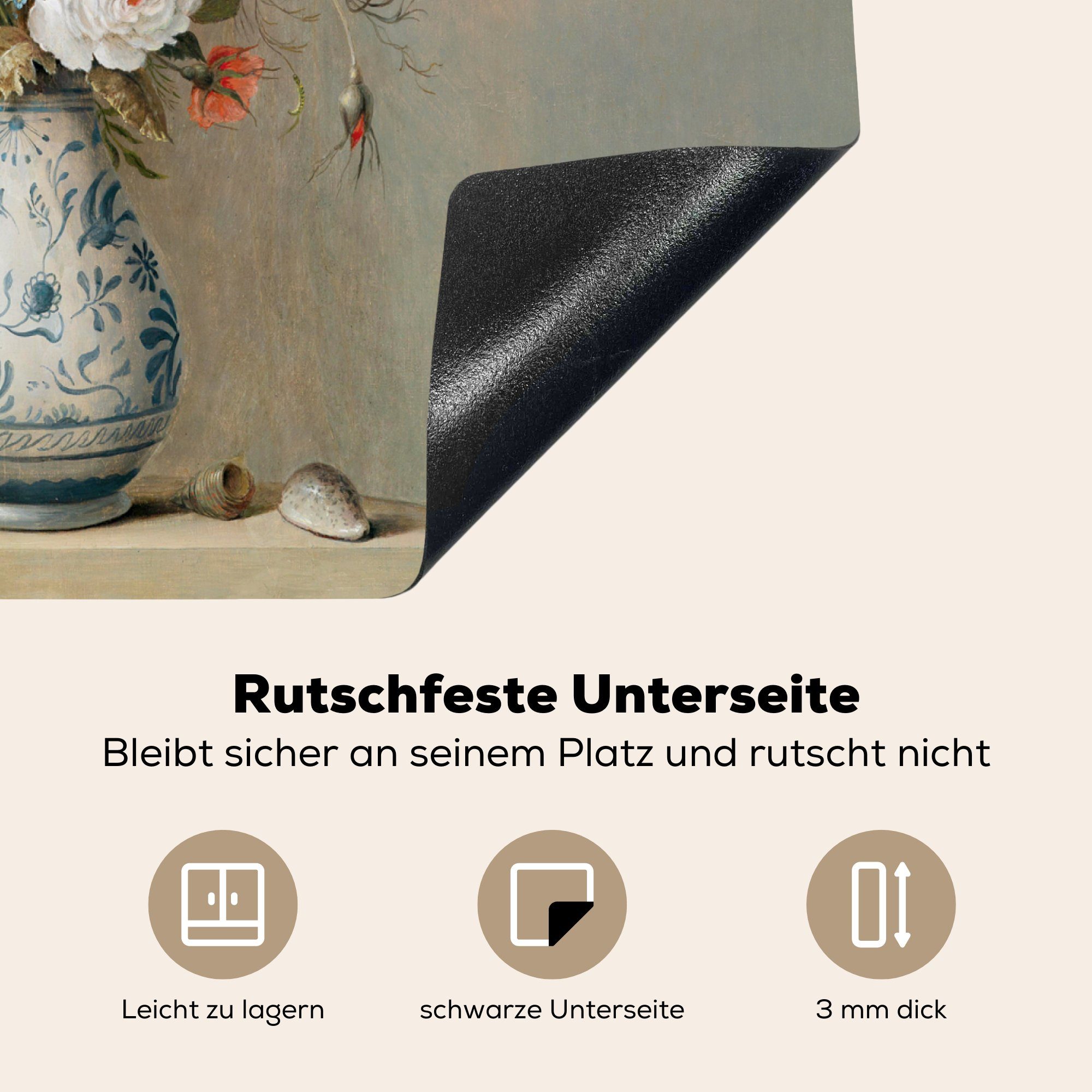 MuchoWow Herdblende-/Abdeckplatte Alte van - Blumen Induktionskochfeld, Induktionsschutz, der Meister cm, Ast, Vinyl, 59x51 Balthasar - Ceranfeldabdeckung (1 tlg)