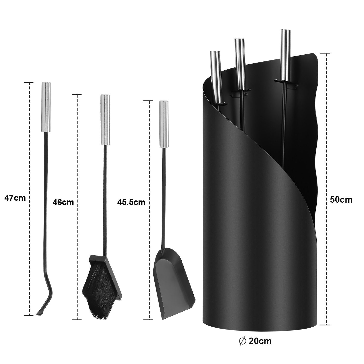 Clanmacy Kehrgarnitur Kaminbesteck Set 4-teiliges Kaminzubehör – Modern, (4-tlg)