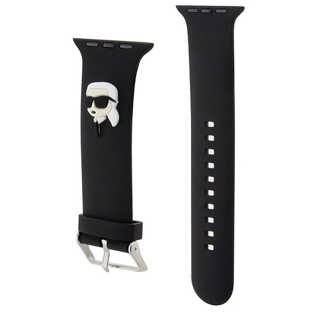 KARL LAGERFELD Smartwatch-Armband Sportarmband Wechselarmband Ersatzarmband, 3D Karl Head Motiv, Silikon, Edelstahlschnalle
