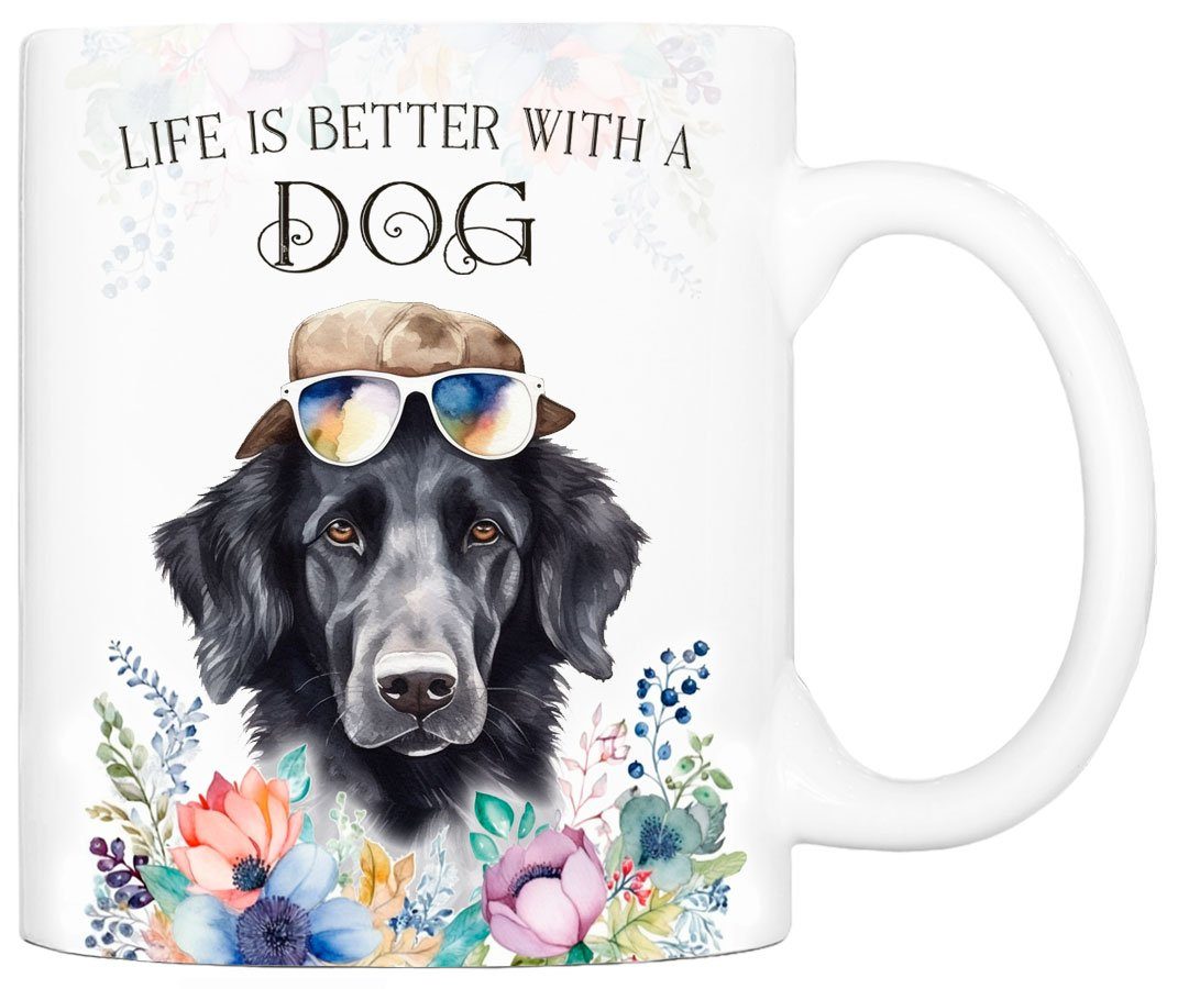 Geschenk, Tasse ml FLAT - Keramik, Kaffeetasse Hunderasse, 330 handgefertigt, COATED Hundefreunde, für Cadouri beidseitig mit RETRIEVER bedruckt,