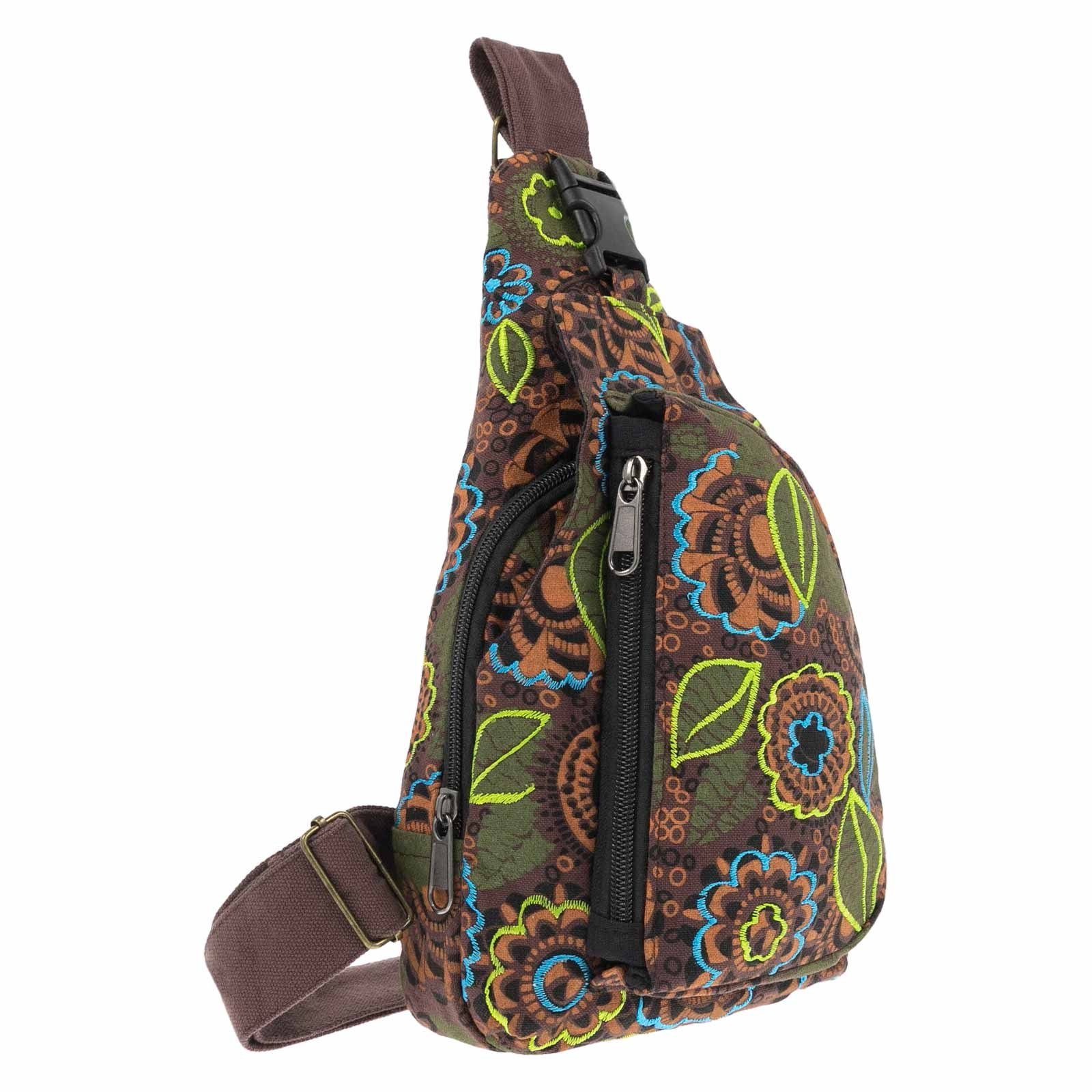 Schultertasche Slingbag Brusttasche Hippie Bodybag Schultertasche Rucksack Bunt S
