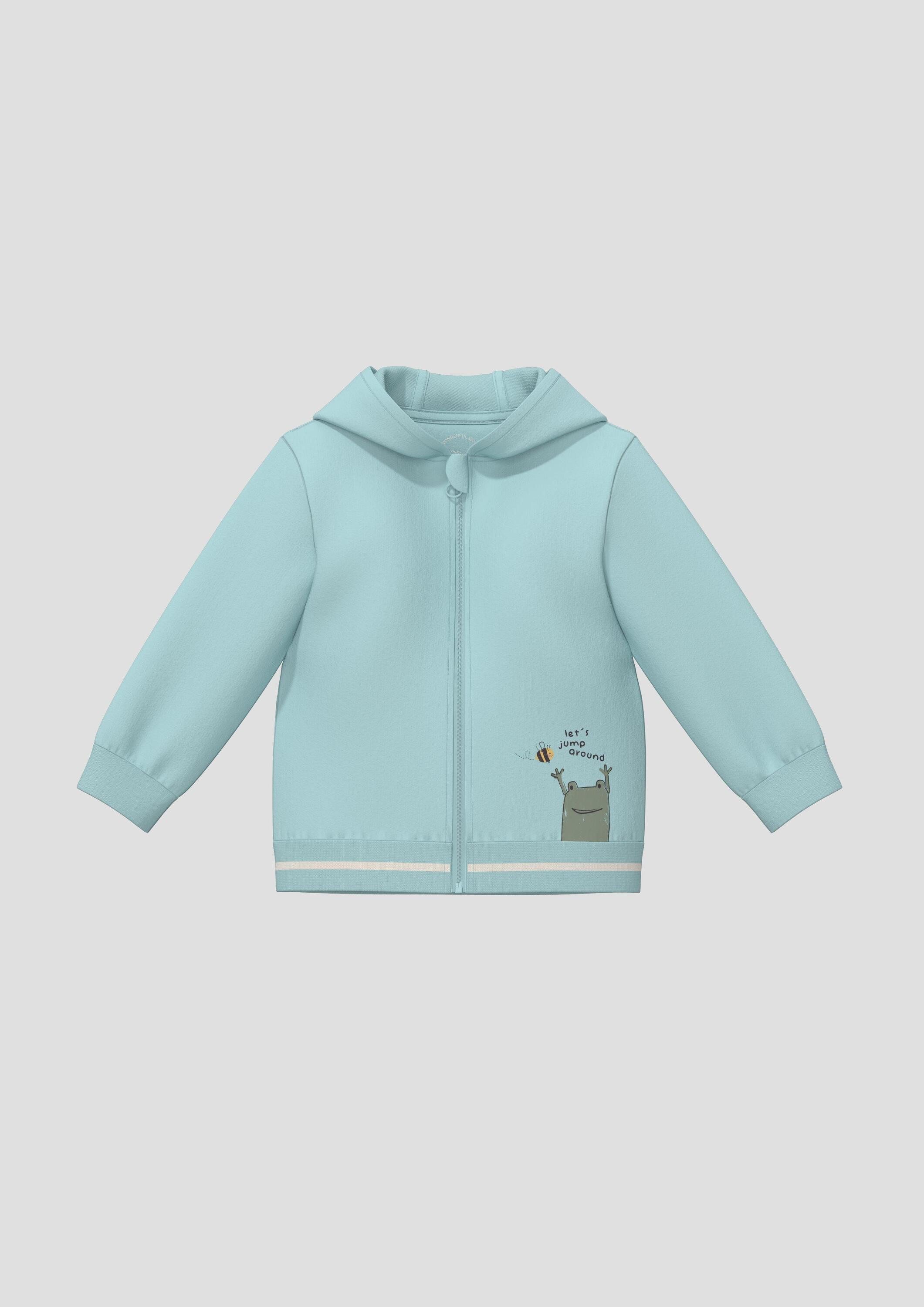 s.Oliver Sweatjacke Sweatshirt Jacke Unisex Sweatshirt-Jacke mit Kapuze und Motiv