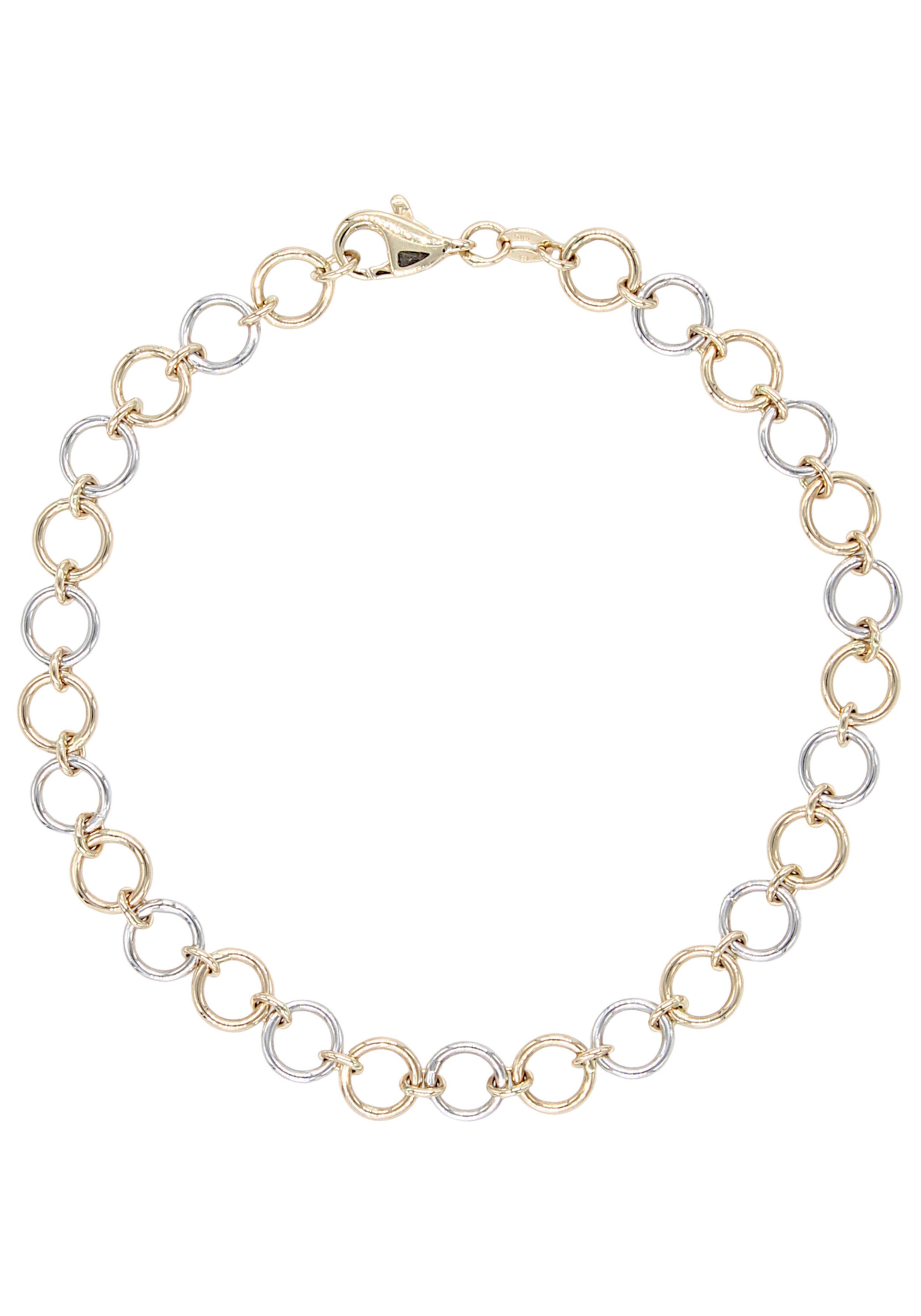JOBO Goldarmband Armband Ösenarmband mit großen Gliedern 19 cm, 585 Gold Bicolor