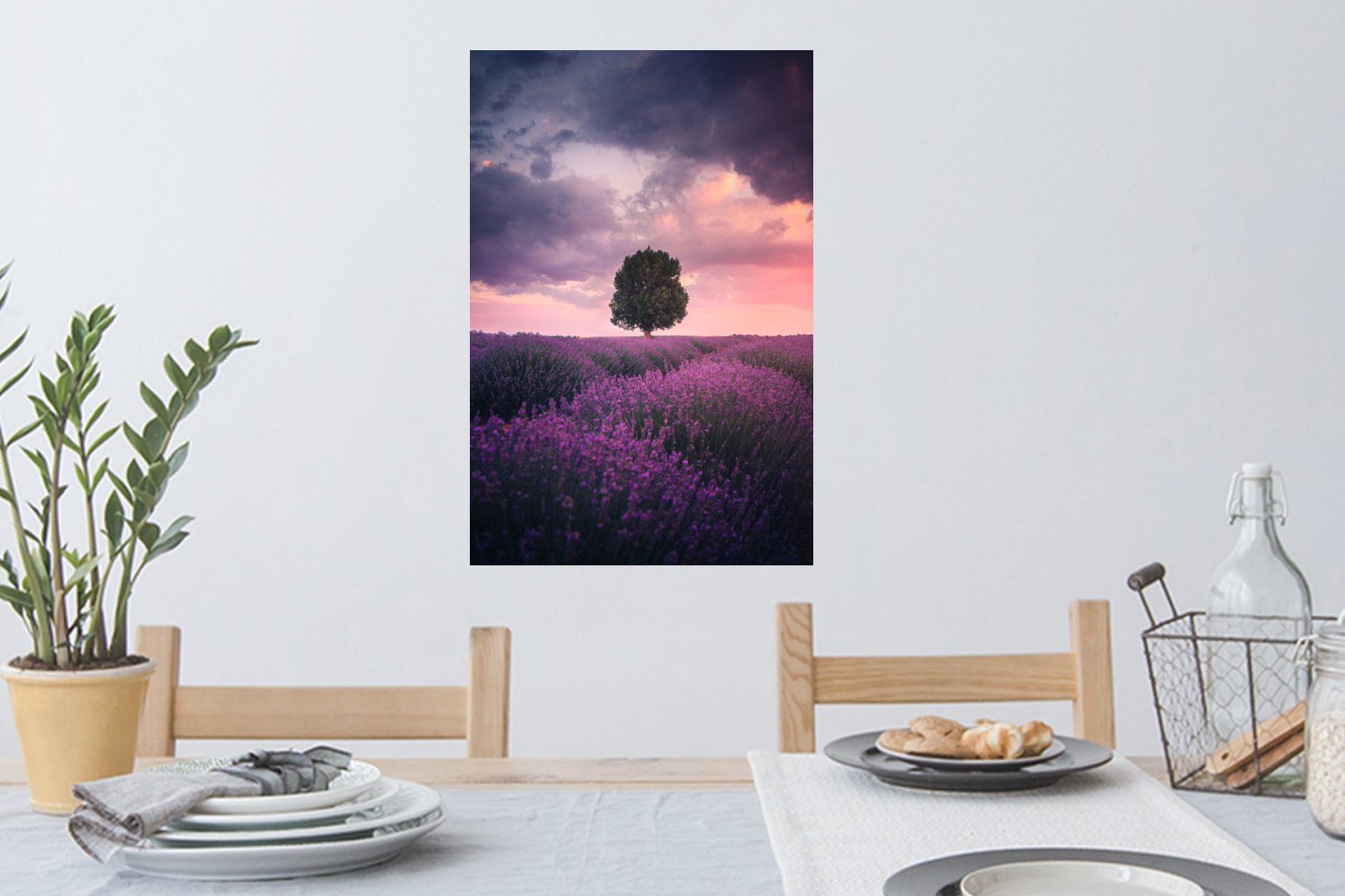 Lavendel - (1 St), Wandtattoo, - MuchoWow Schlafzimmer Wohnzimmer, Baum Blumen Lila Wandsticker - - Wandaufkleber, Natur Selbstklebend,